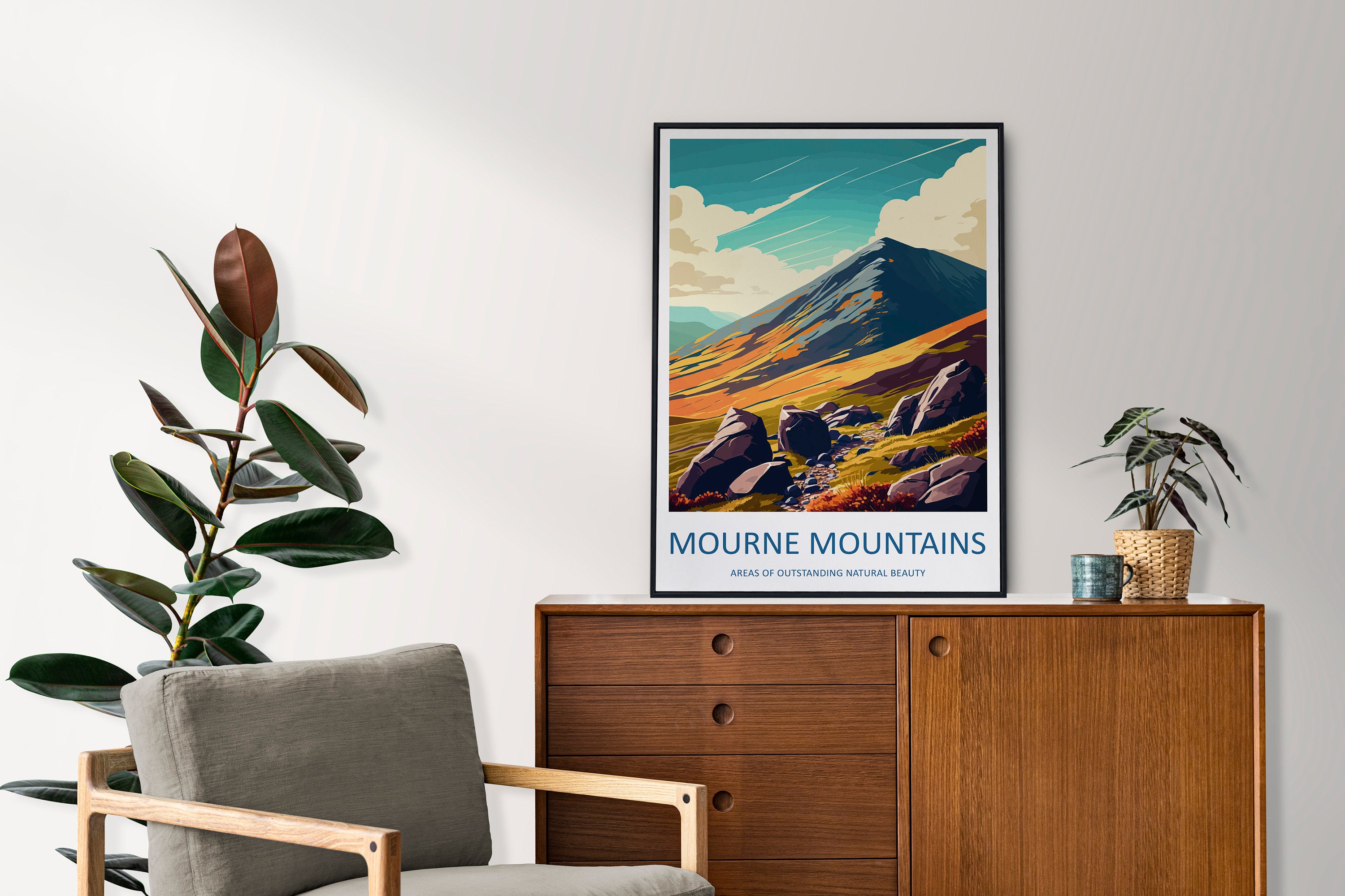 Mourne Mountains Travel Print Wall Art Mourne Mountains Wall Hanging Home Decoration Mourne Mountains Gift Art Lovers Wall Art AONB Wall Art