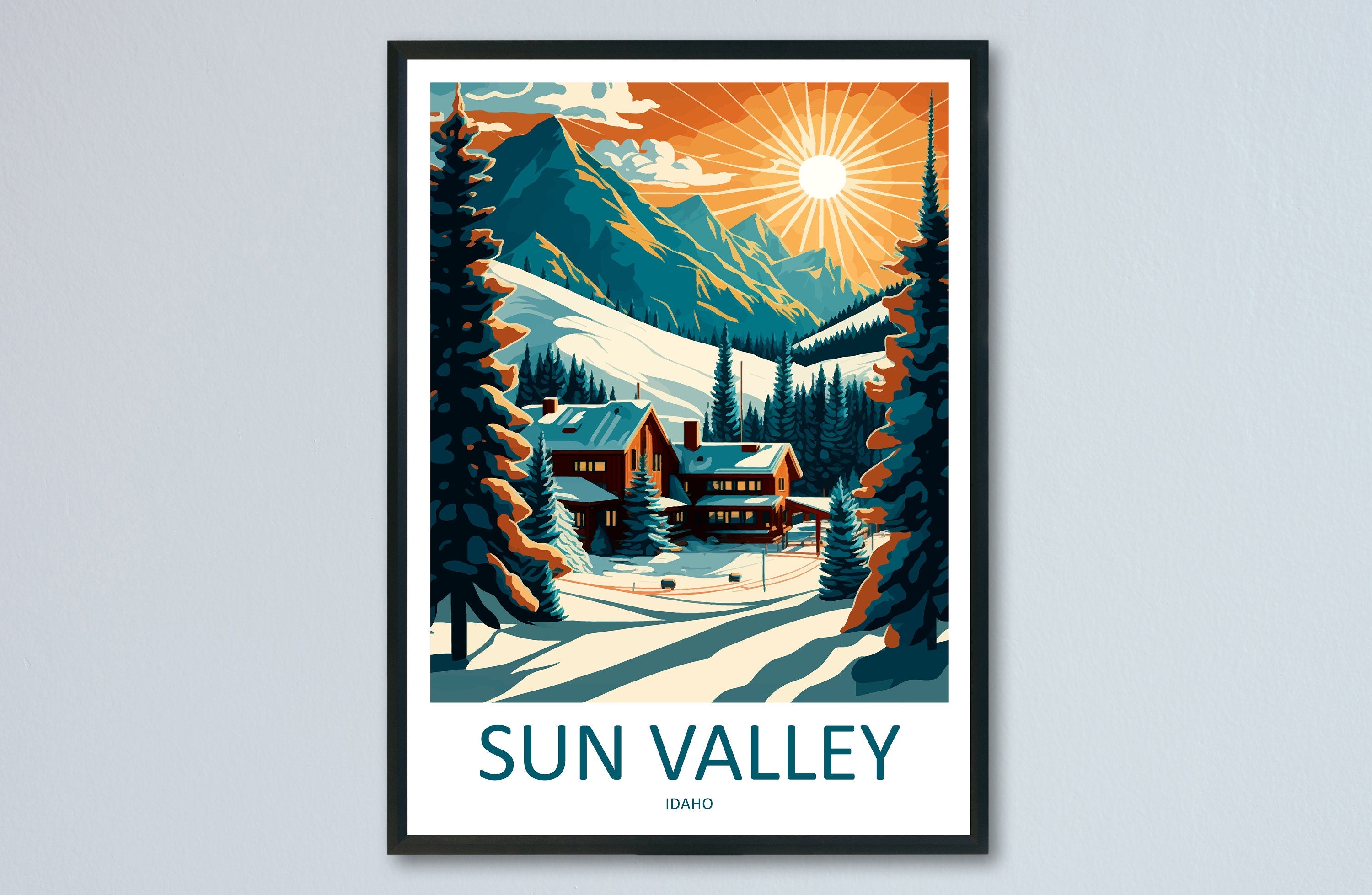 Sun Valley Travel Print Wall Art Sun Valley Wall Hanging Home Décor Sun Valley Gift Art Lovers Ski Art Lover Gift Sun Valley Print Skiing