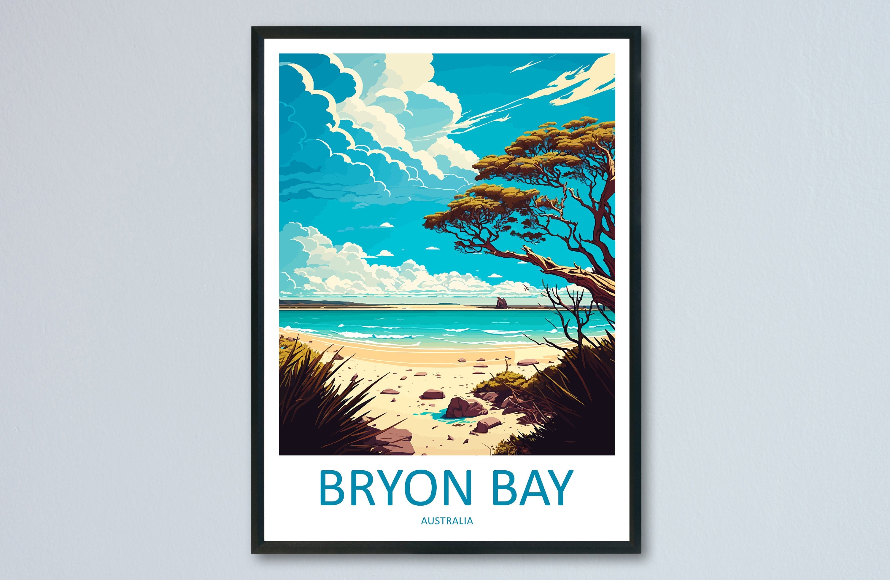 Bryon Bay Travel Print Wall Art Bryon Bay Wall Hanging Home Décor Bryon Bay Gift Art Lovers Wall Art Australia Travel Print Bryon Bay Gift