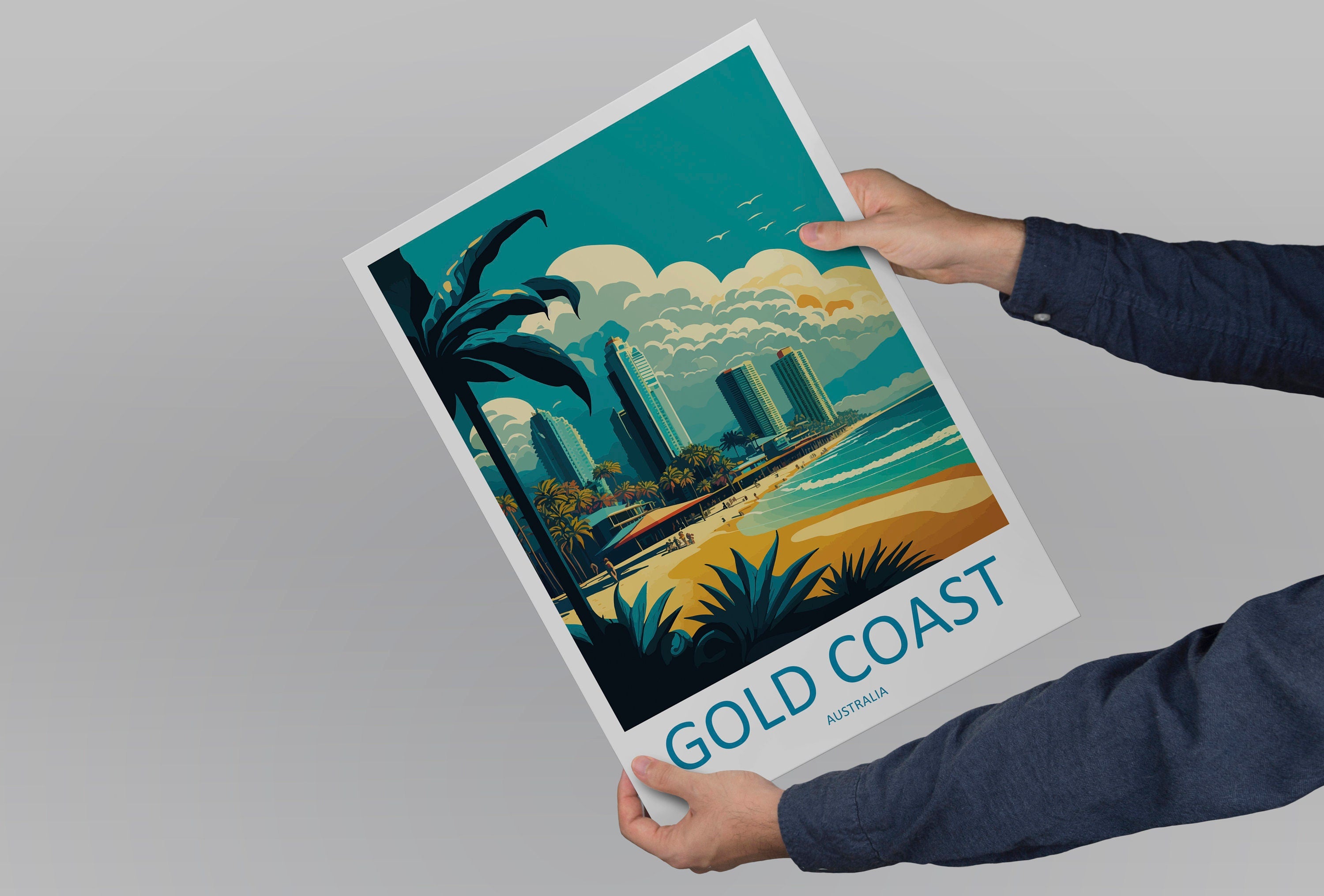 Gold Coast Travel Print Wall Art Gold Coast Wall Hanging Home Décor Gold Coast Gift Art Lovers Wall Art Australia Travel Print Gold Coast