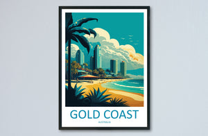 Gold Coast Travel Print Wall Art Gold Coast Wall Hanging Home Décor Gold Coast Gift Art Lovers Wall Art Australia Travel Print Gold Coast