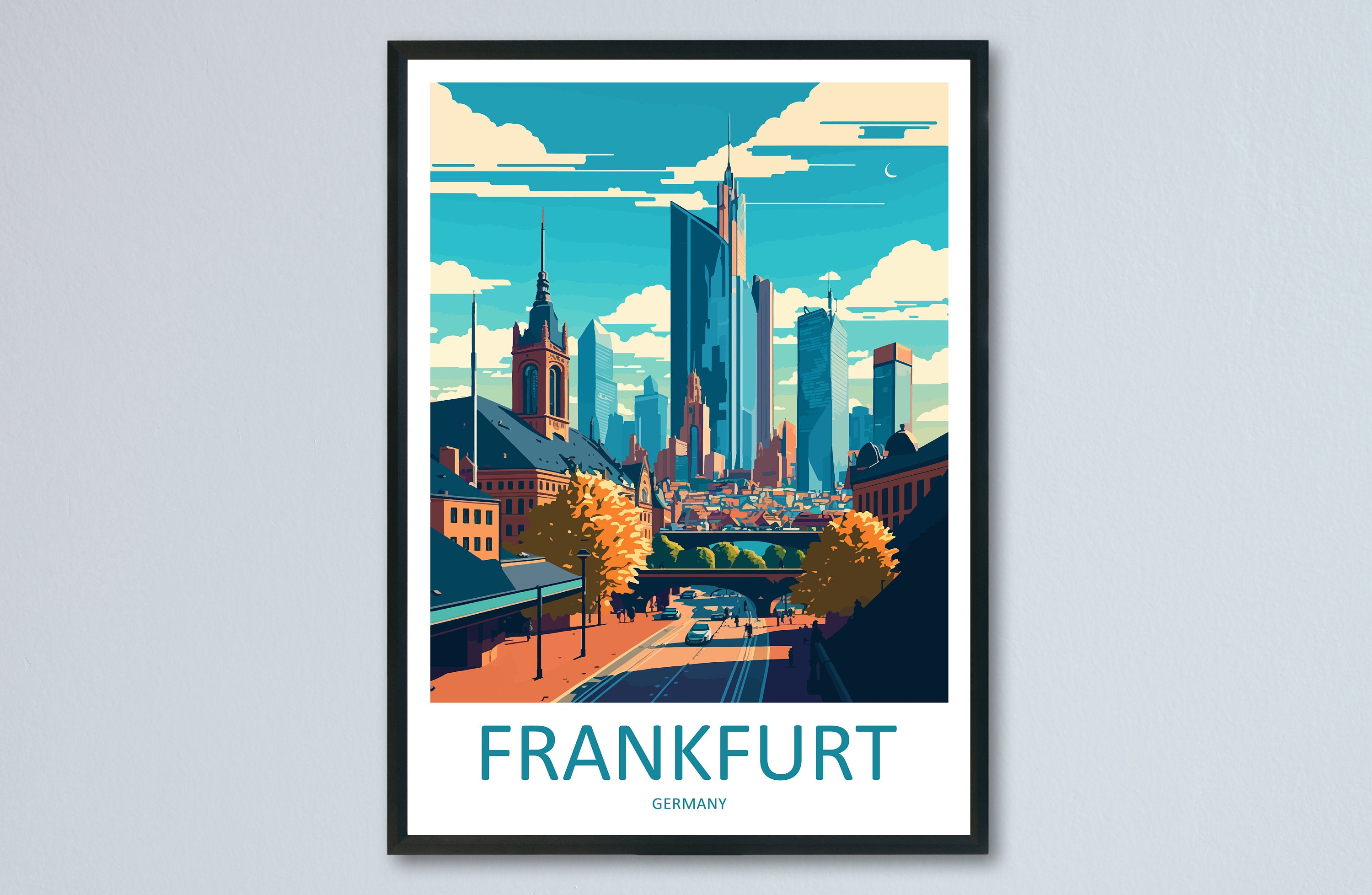 Frankfurt Travel Print Wall Art Frankfurt Wall Hanging Home Décor Frankfurt Gift Art Lovers Germany Art Lover Gift Frankfurt Wall Décor