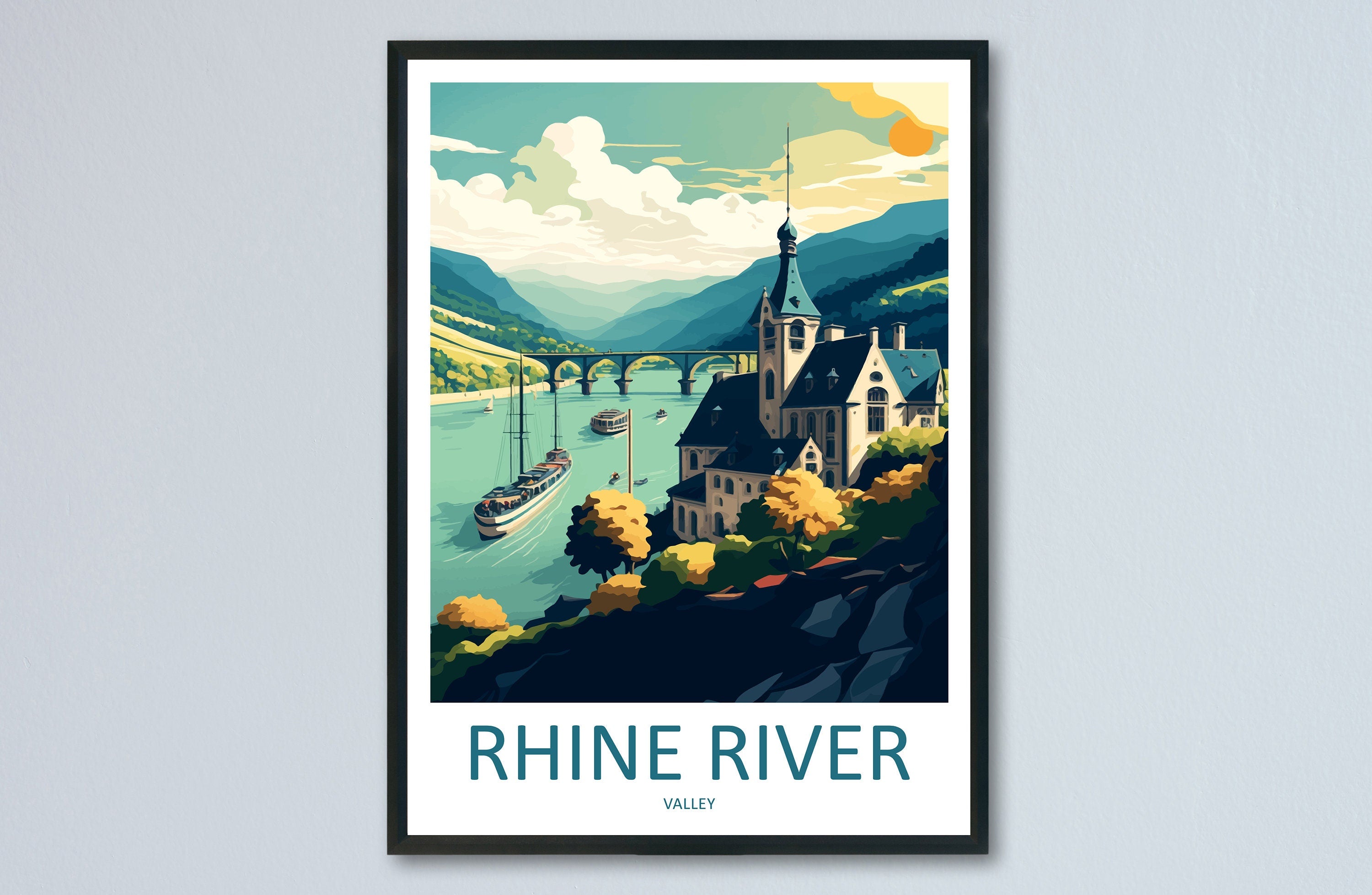 Rhine River Valley Travel Print Wall Art Rhine River Valley Wall Hanging Home Décor Rhine River Valley Gift Art Lovers Germany Art Lover