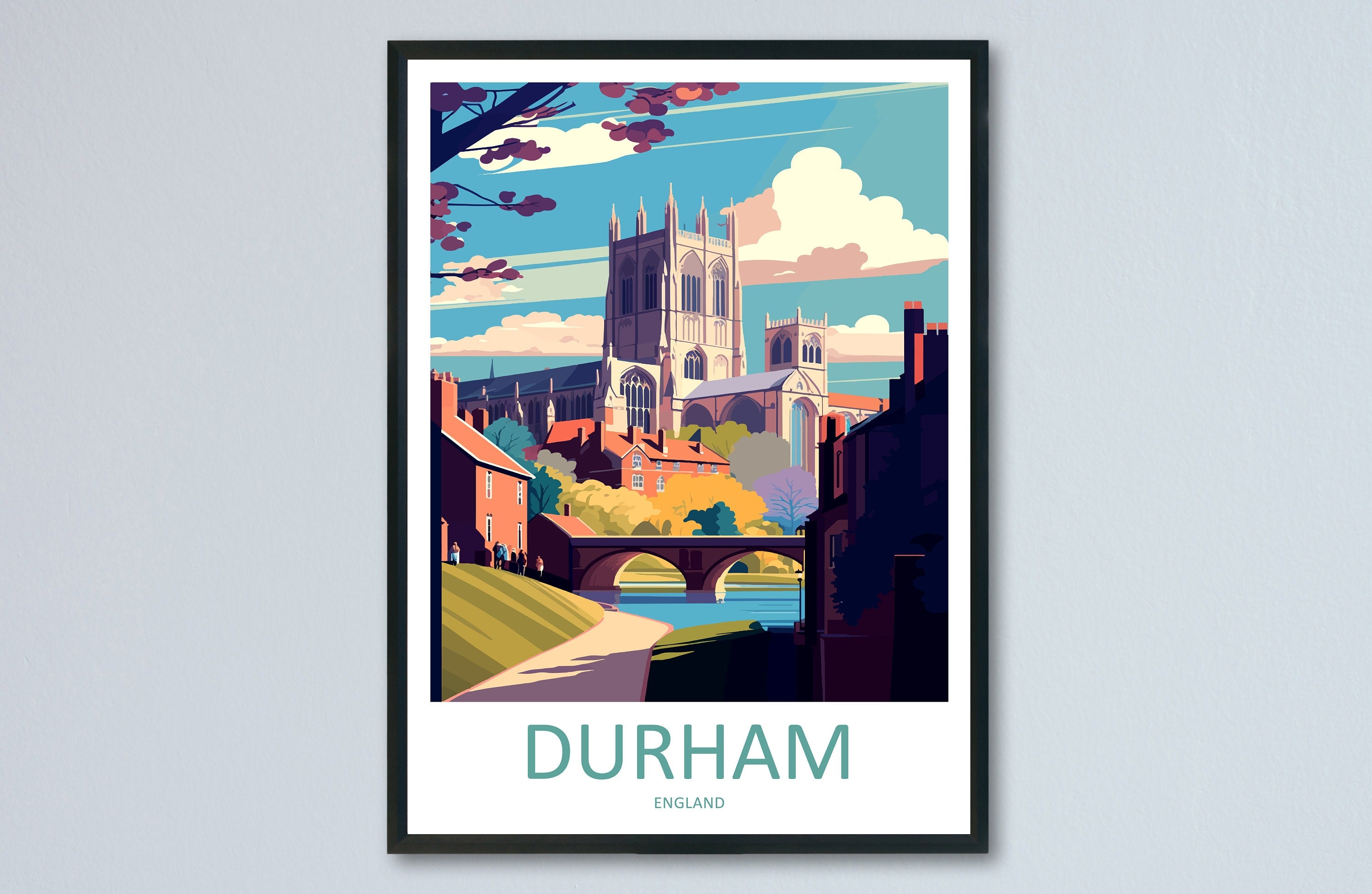 Durham Travel Print Wall Art Durham Wall Hanging Home Décor Durham Gift Art Lovers England Art Lover Gift Durham Travel Art Gift