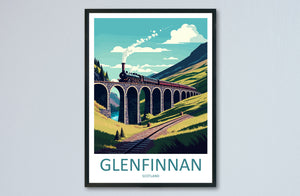 Glenfinnan Travel Print Wall Art Glenfinnan Wall Hanging Home Décor Glenfinnan Gift Art Lovers Scotland Art Lover Gift Glenfinnan Train Art