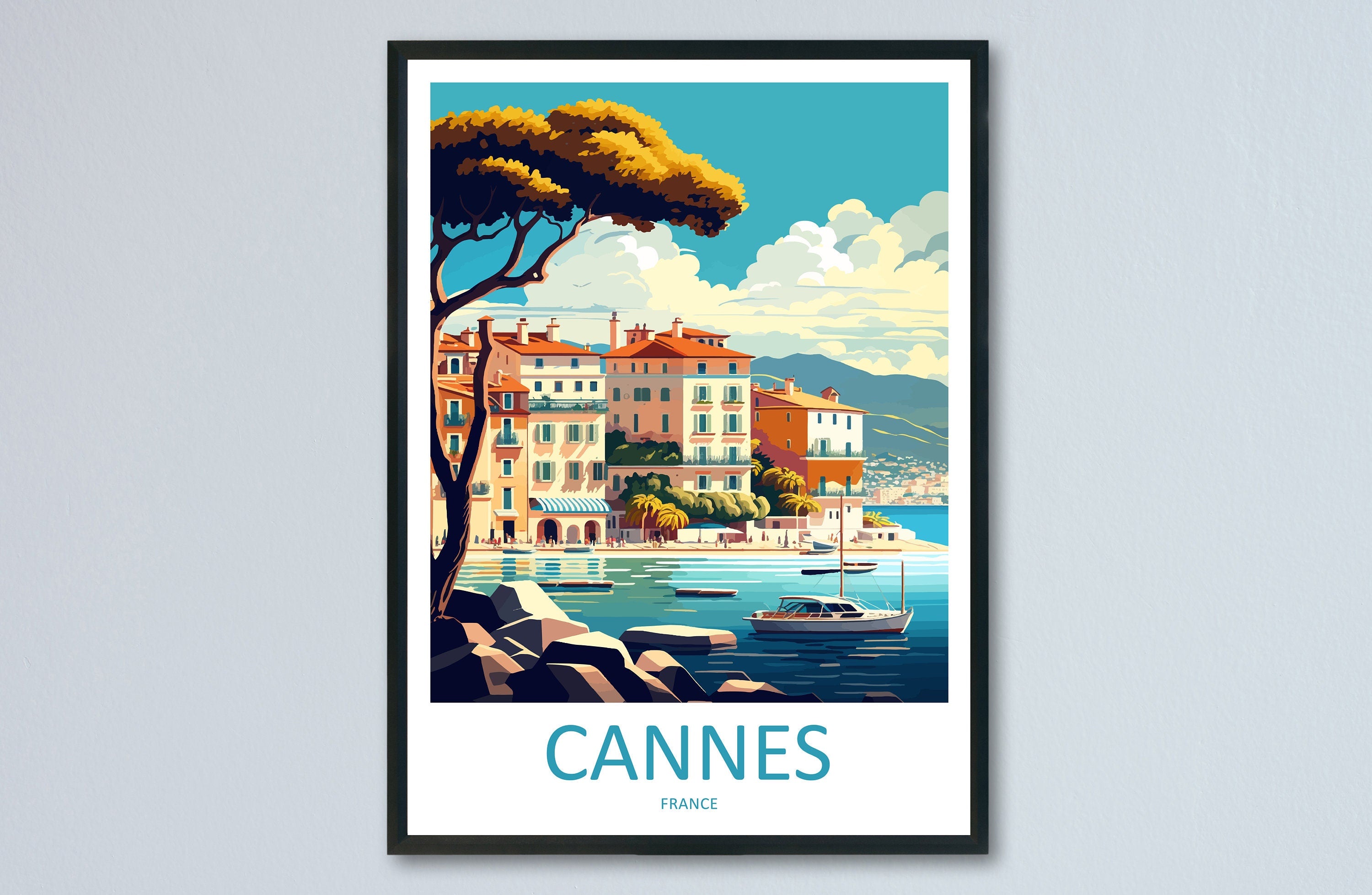 Cannes Travel Print Wall Art Cannes Wall Hanging Home Décor Cannes Gift Art Lovers France Art Lover Gift Cannes Print France Artwork