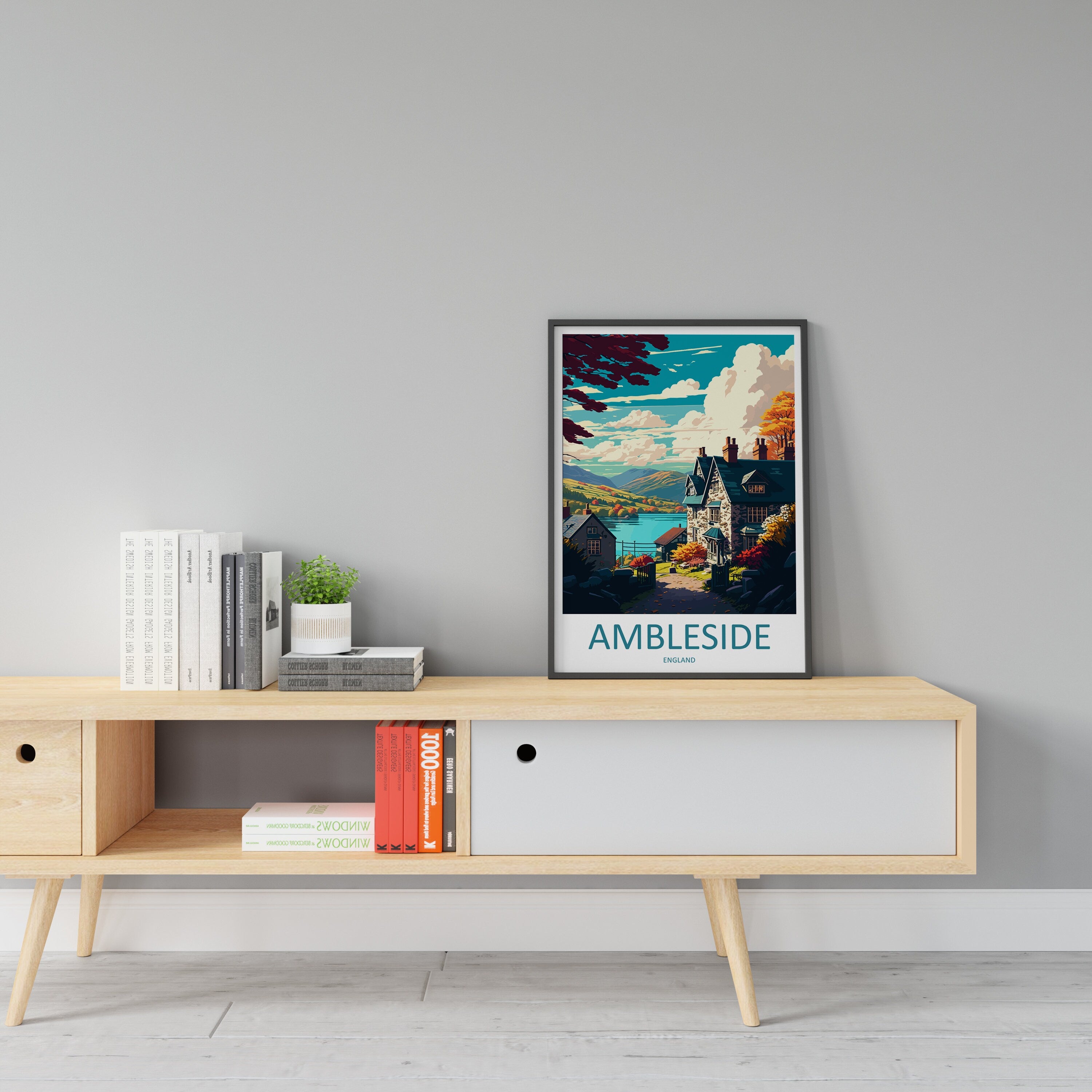 Ambleside Travel Print Wall Art Ambleside Wall Hanging Home Décor Ambleside Gift Art Lovers England Art Lover Gift Ambleside Travel Poster