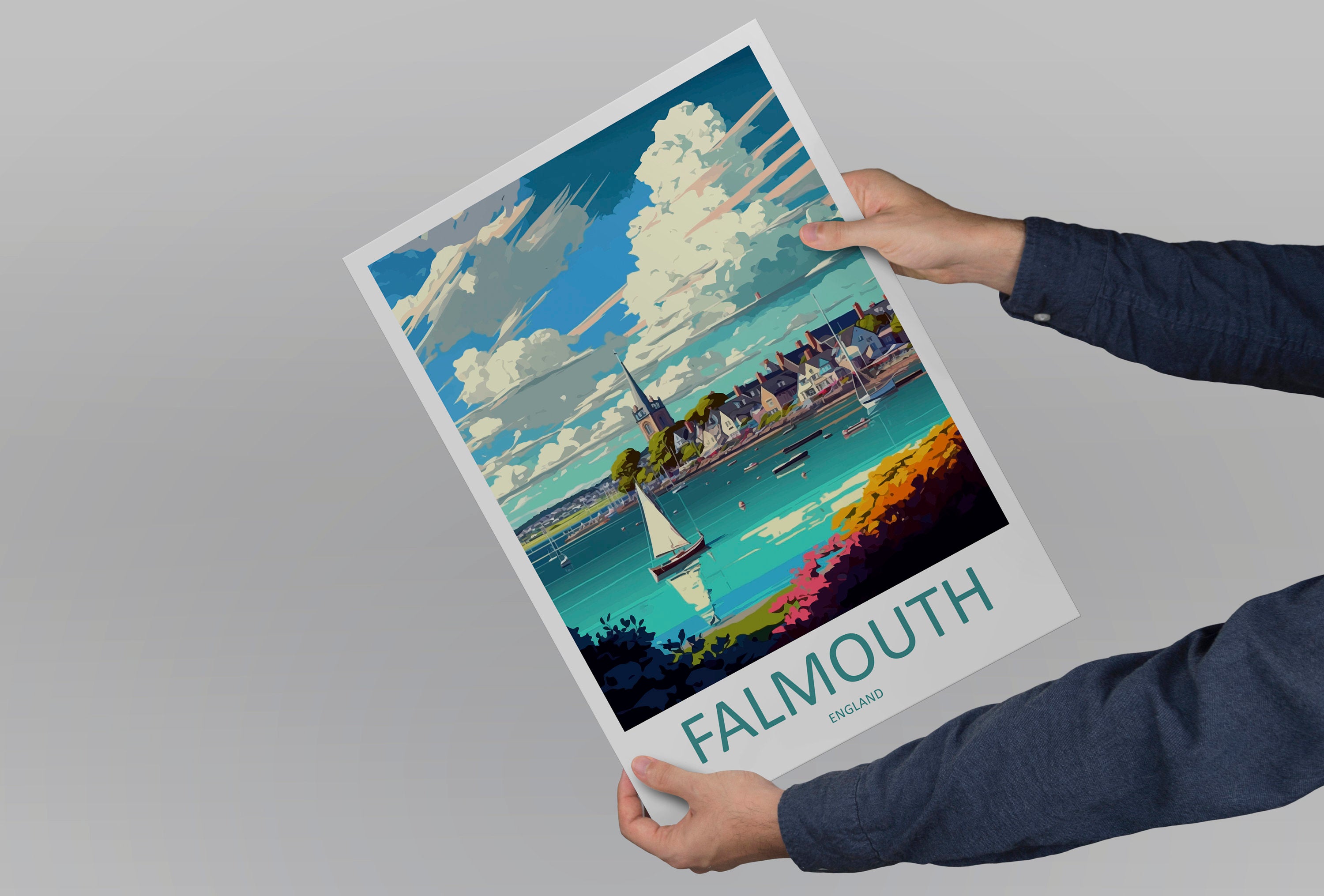 Falmouth Travel Print Wall Art Falmouth Wall Hanging Home Décor Falmouth Gift Art Lovers England Art Lover Gift Falmouth Travel Poster