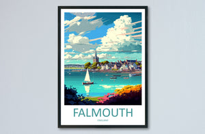 Falmouth Travel Print Wall Art Falmouth Wall Hanging Home Décor Falmouth Gift Art Lovers England Art Lover Gift Falmouth Travel Poster