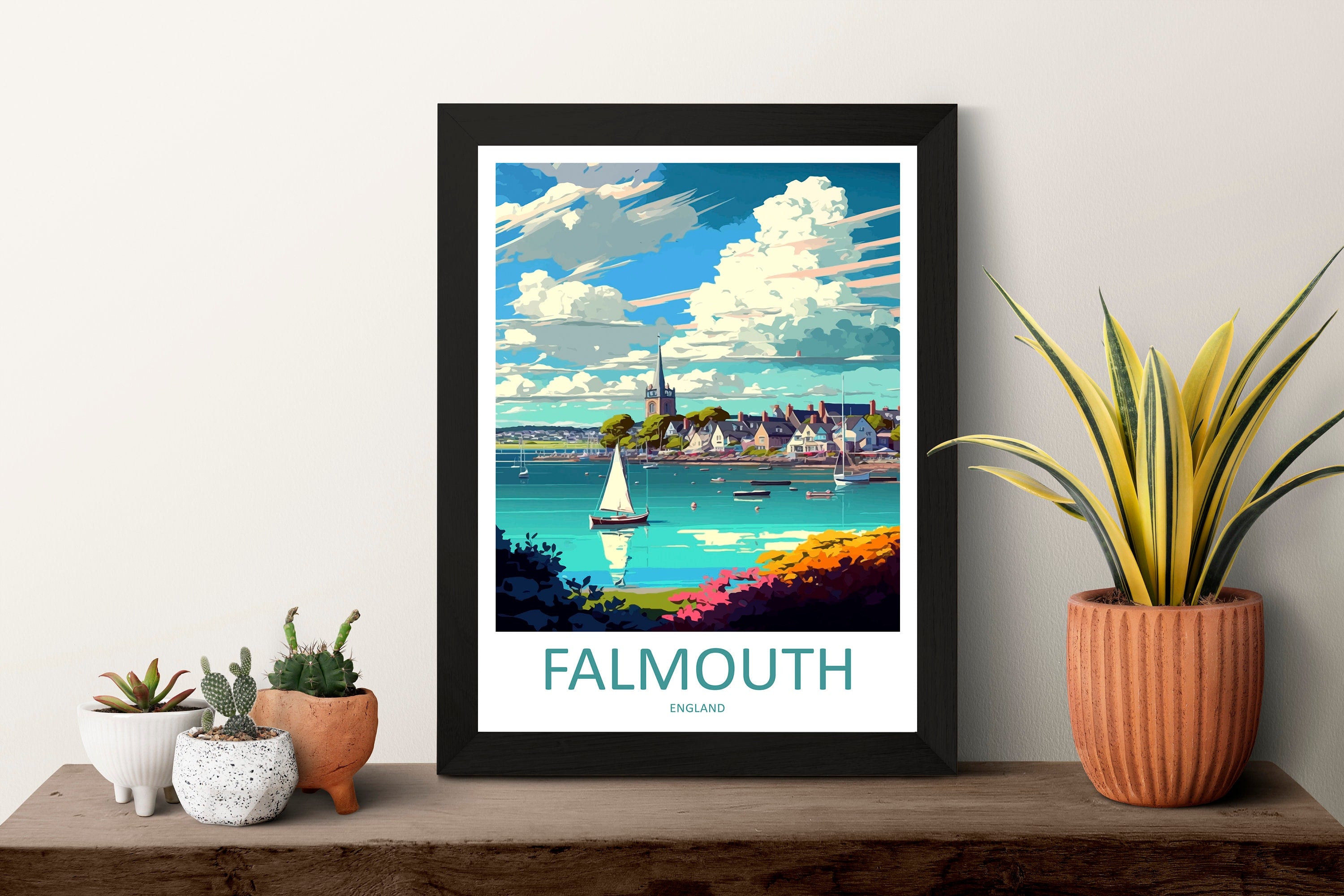 Falmouth Travel Print Wall Art Falmouth Wall Hanging Home Décor Falmouth Gift Art Lovers England Art Lover Gift Falmouth Travel Poster