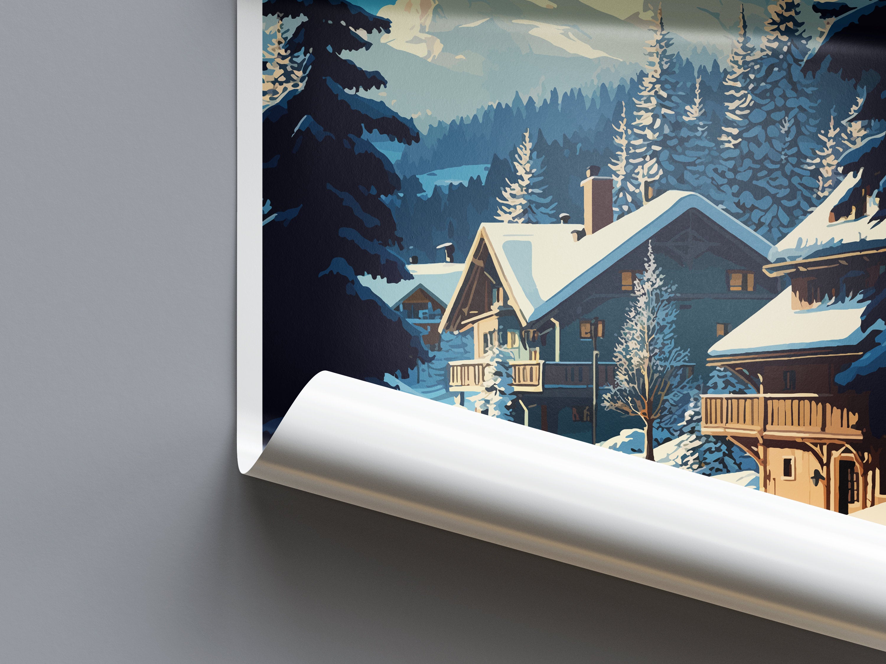 Megeve Travel Print Wall Art Megeve Wall Hanging Home Décor Megeve Gift Art Lovers Ski Art Lover Gift Les Arcs Print Skiing Megeve Ski Art