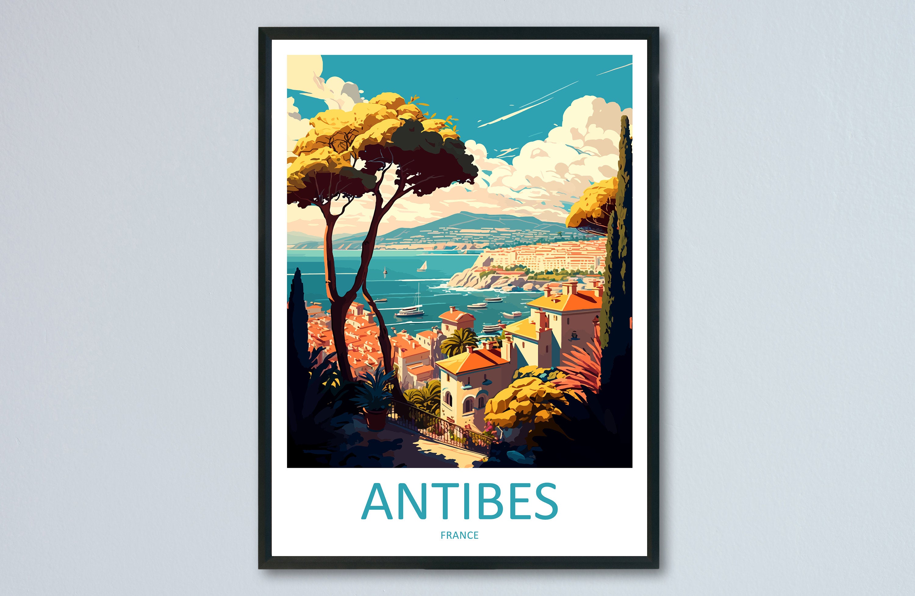 Antibes Travel Print Wall Art Antibes Wall Hanging Home Décor Antibes Gift Art Lovers France Art Lover Gift Antibes Print France Artwork