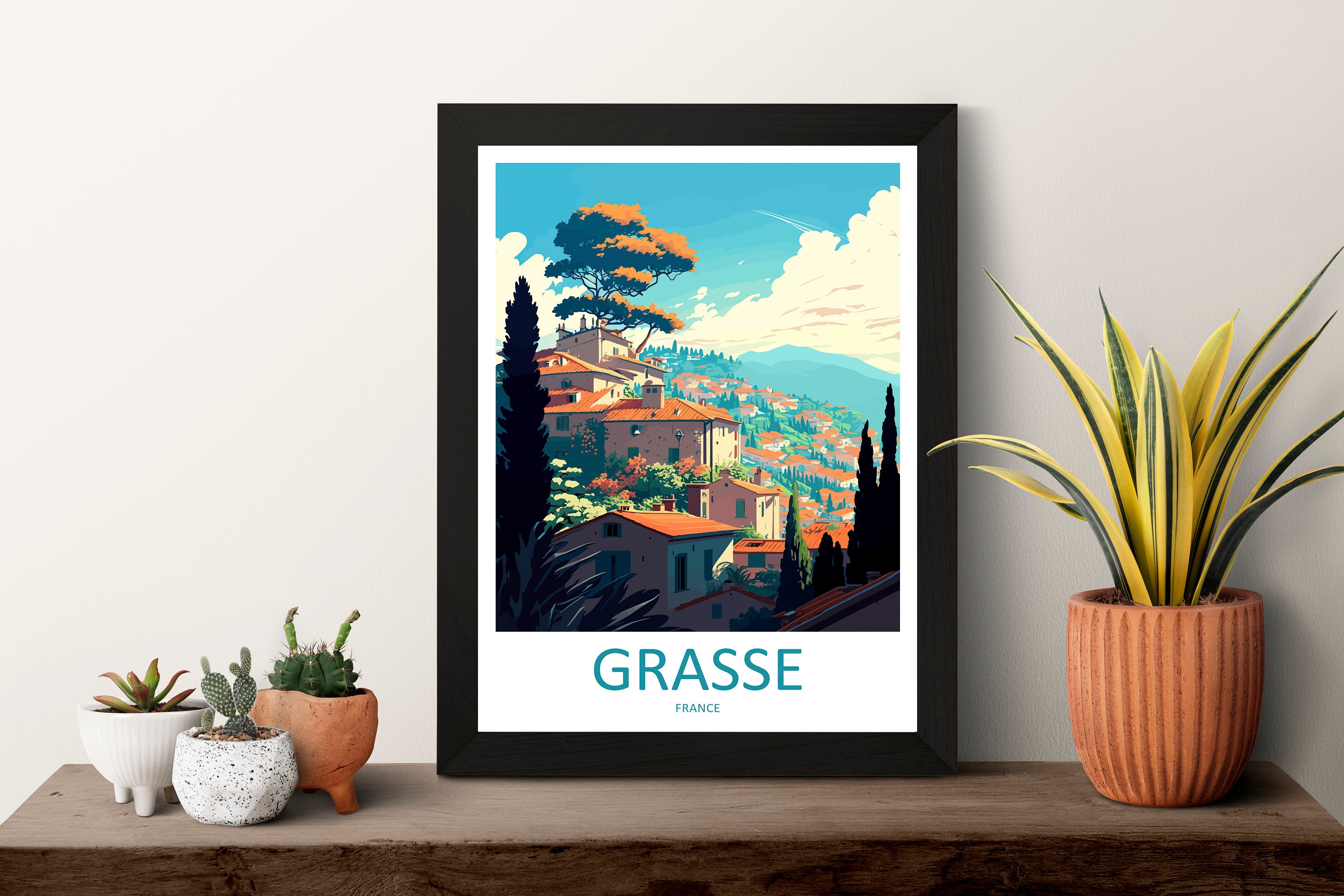 Grasse Travel Print Wall Art Grasse Wall Hanging Home Décor Grasse Gift Art Lovers France Art Lover Gift Grasse Print France Artwork Gift