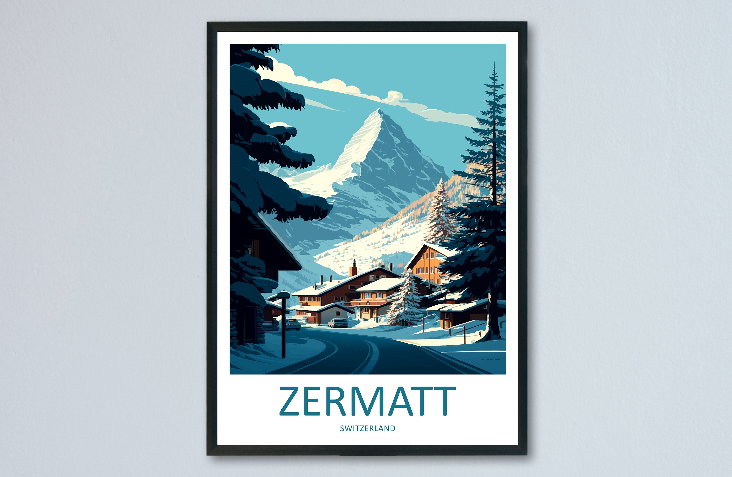 Zermatt Travel Print Wall Art Zermatt Wall Hanging Home Décor Zermatt Gift Art Lovers Ski Art Lover Gift Zermatt Print Skiing Zermatt Art