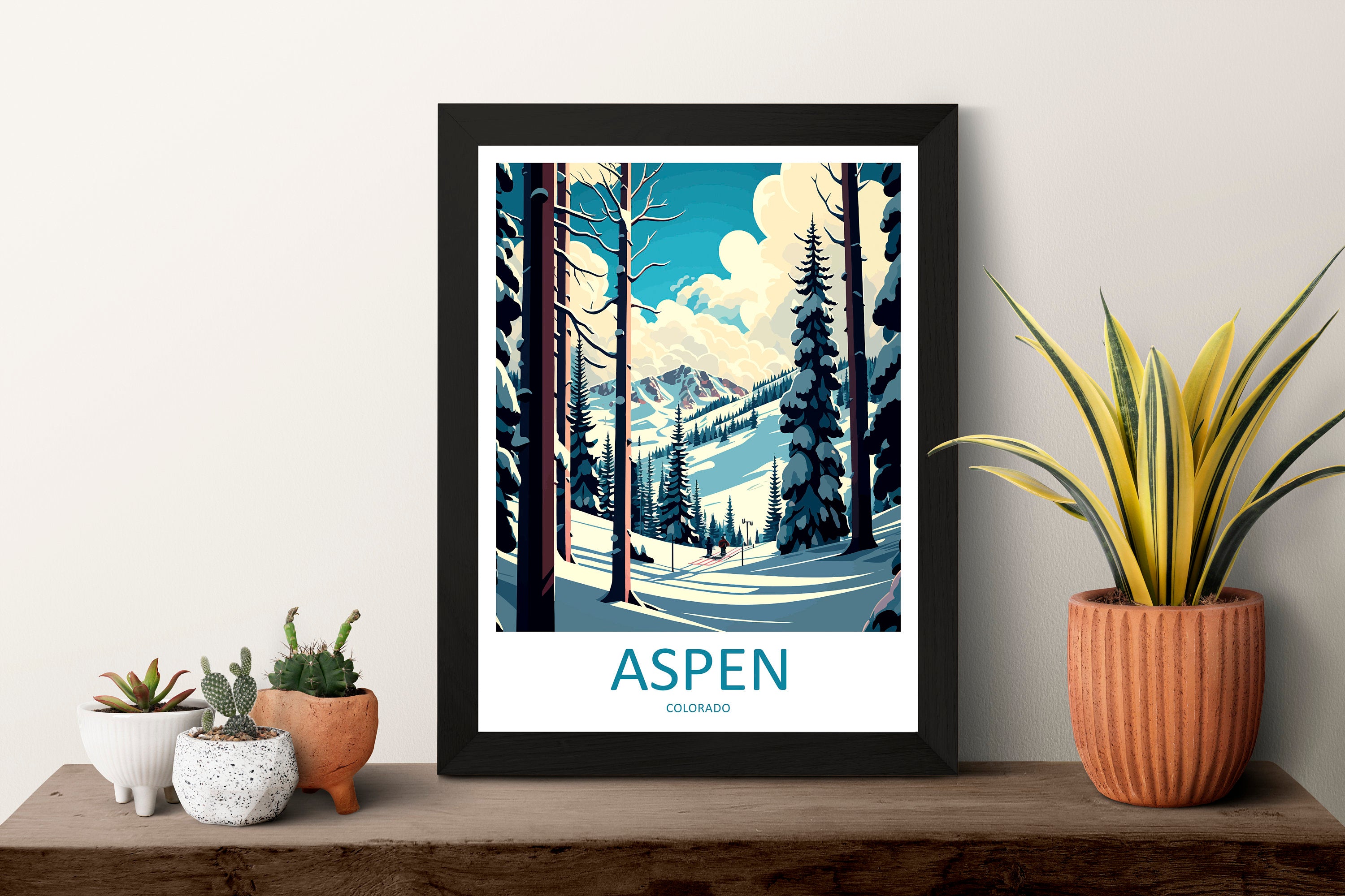 Aspen Travel Print Wall Art Aspen Wall Hanging Home Décor Aspen Gift Art Lovers Ski Art Lover Gift Aspen Print Skiing Aspen Ski Art Poster
