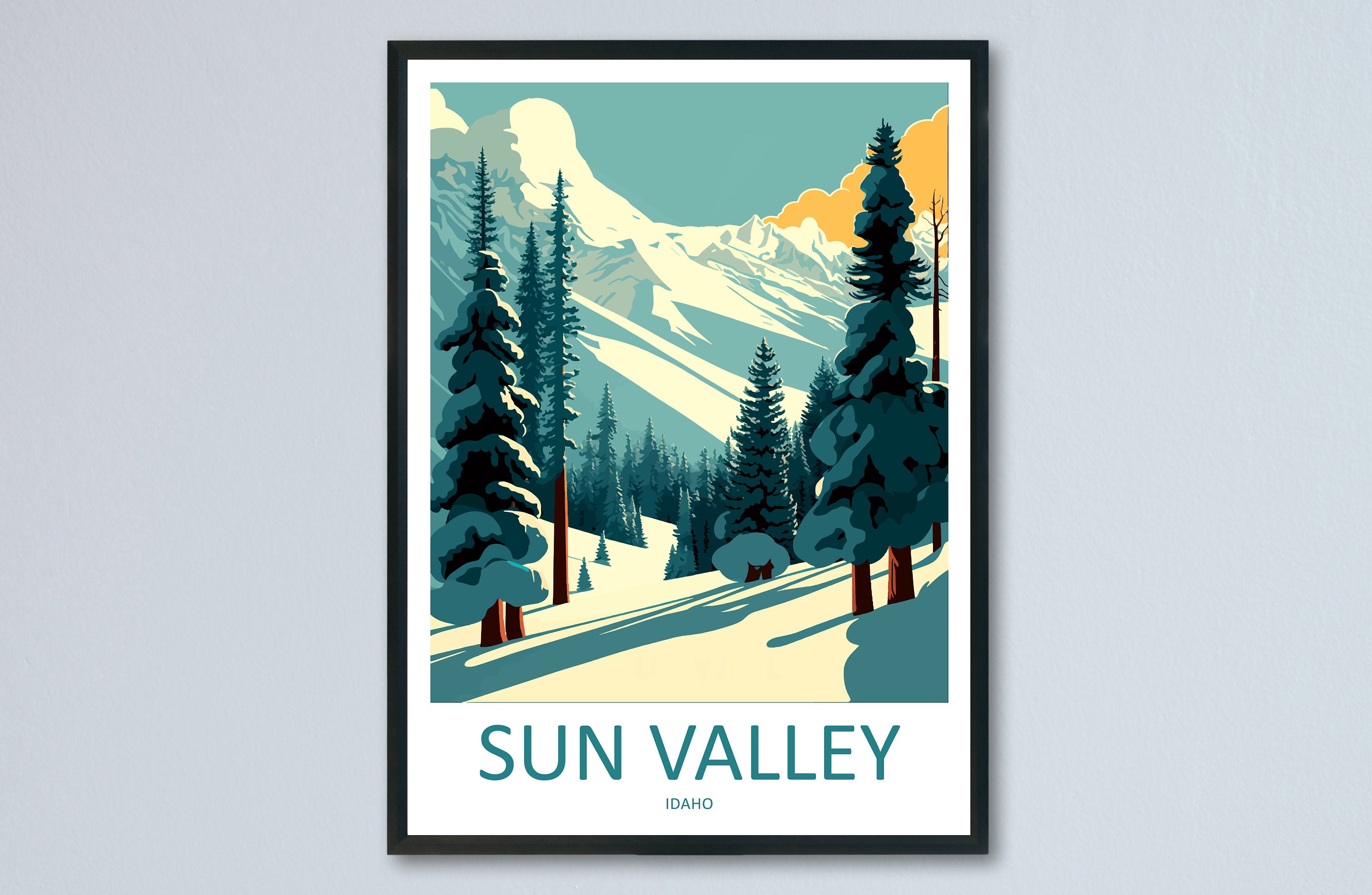 Sun Valley Travel Print Wall Art Sun Valley Wall Hanging Home Décor Sun Valley Gift Art Lovers Ski Art Lover Gift Sun Valley Print Skiing