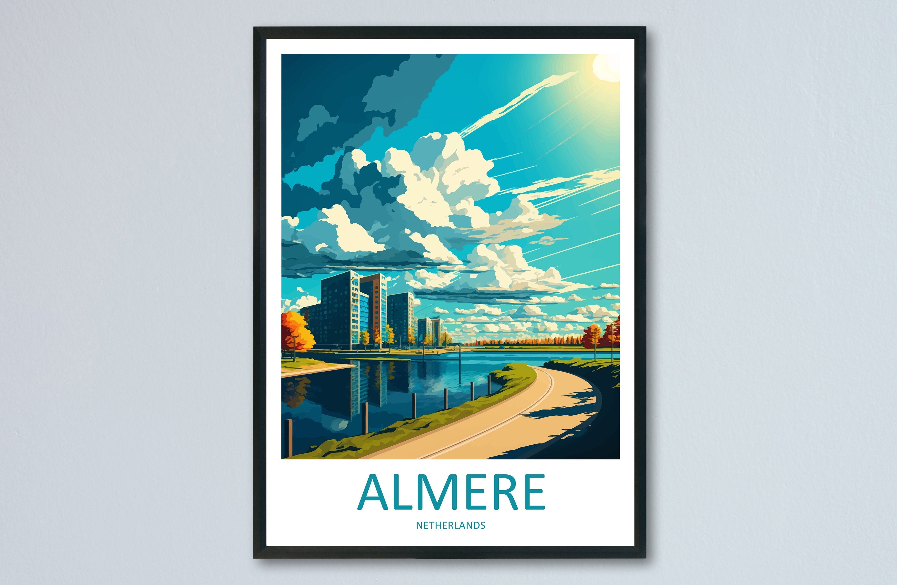 Almere Travel Print Wall Art Almere Wall Hanging Home Décor Almere Gift Art Lovers Netherlands Art Lover Gift Almere Travel Art