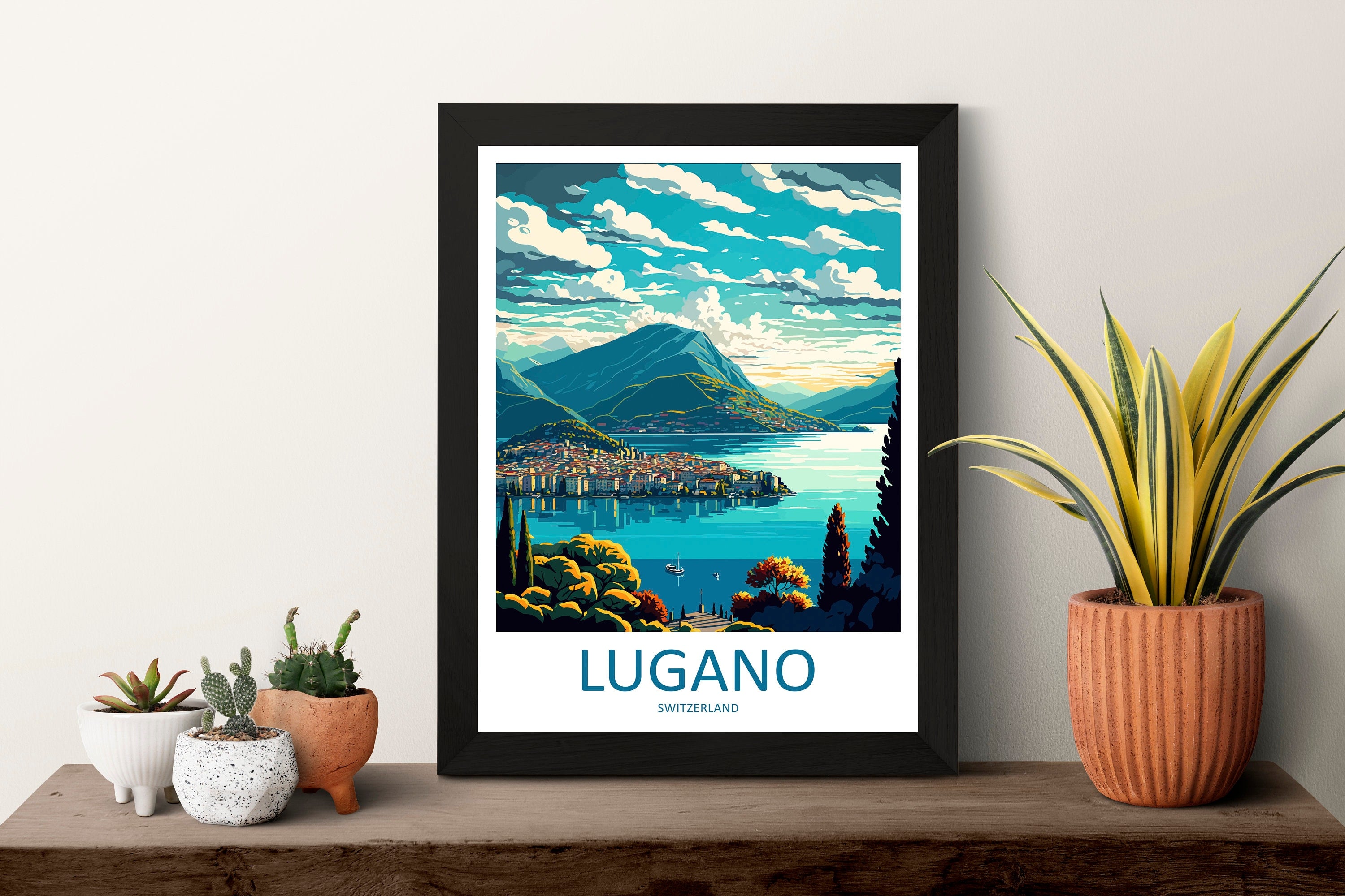 Lugano Travel Print Wall Art Lugano Wall Hanging Home Décor Lugano Gift Art Lovers Switzerland Art Lover Gift Lugano Travel Art