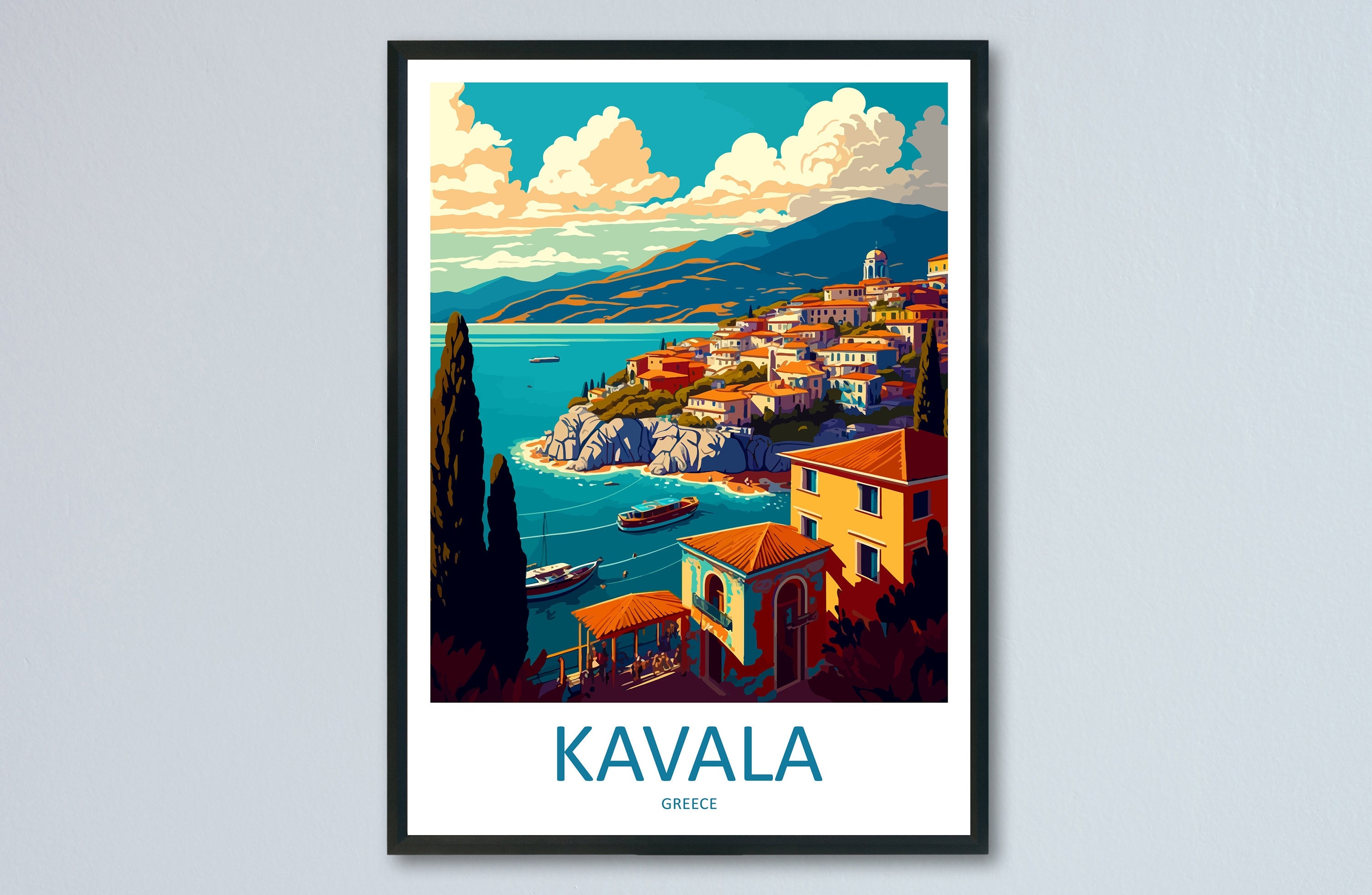 Kavala Travel Print Wall Art Kavala Greece Wall Hanging Home Decoration Kavala Gift Art Lovers Wall Art Print Kavala Greece Wall Art