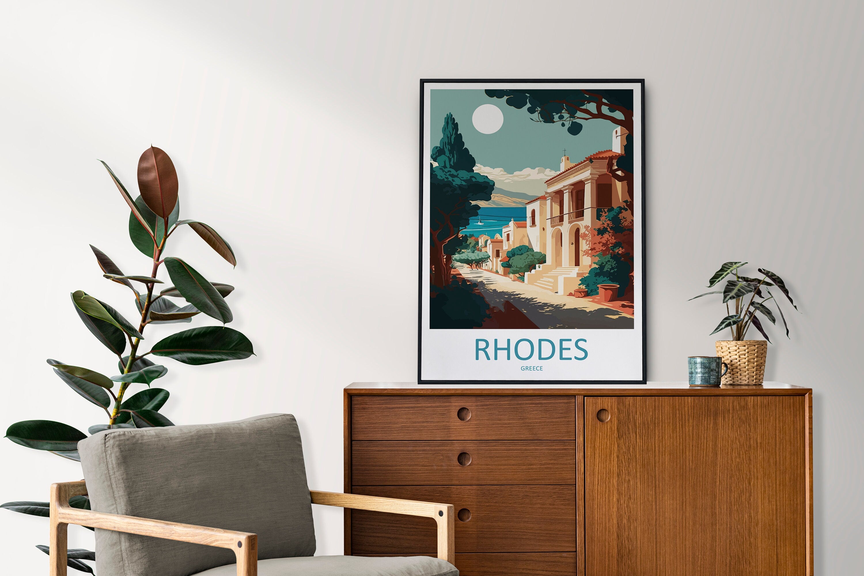 Rhodes Travel Print Wall Art Rhodes Greece Wall Hanging Home Decoration Rhodes Gift Art Lovers Wall Art Print Rhodes Greece Wall Art