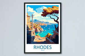 Rhodes Travel Print Wall Art Rhodes Greece Wall Hanging Home Decoration Rhodes Gift Art Lovers Wall Art Print Rhodes Greece Wall Art