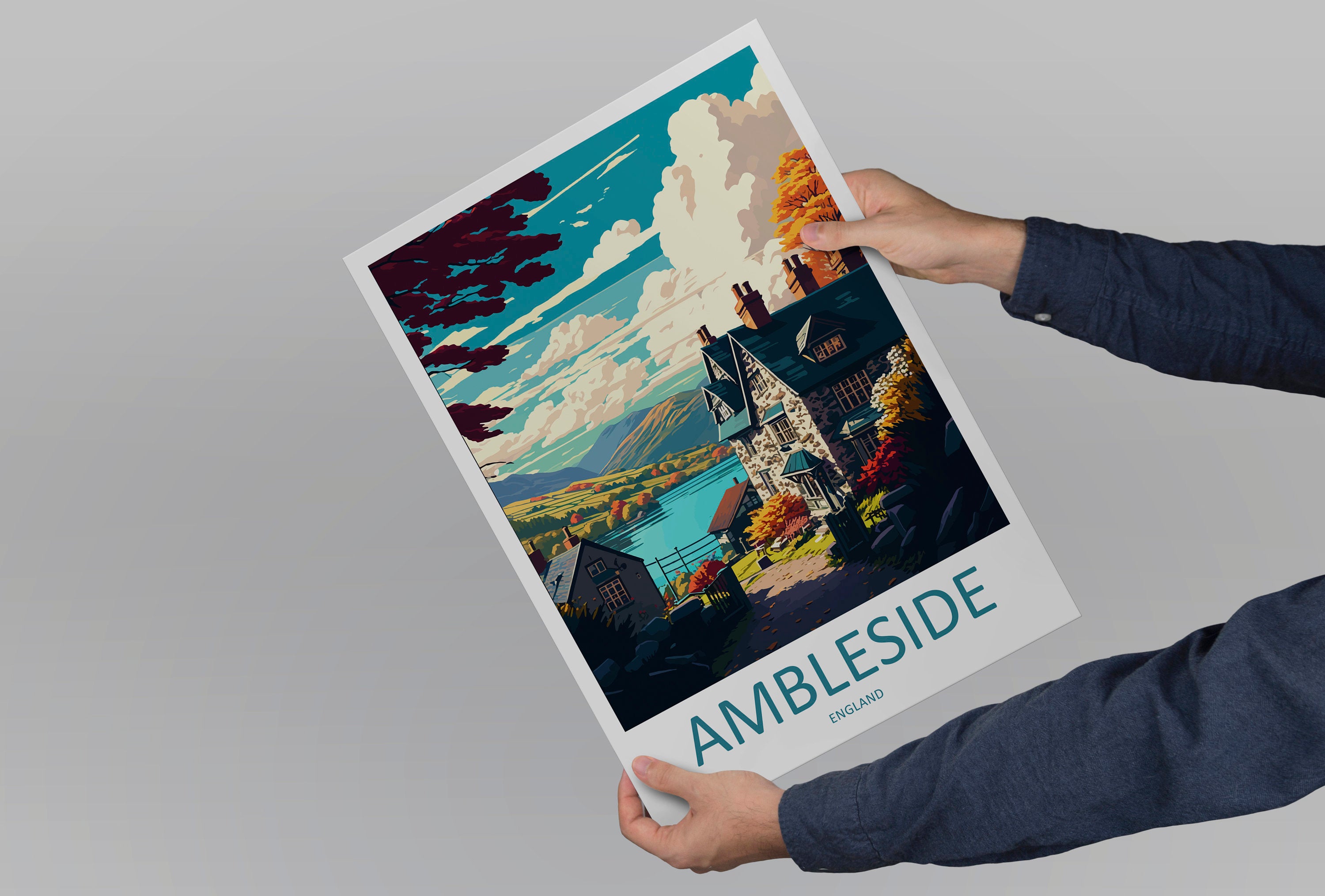 Ambleside Travel Print Wall Art Ambleside Wall Hanging Home Décor Ambleside Gift Art Lovers England Art Lover Gift Ambleside Travel Poster