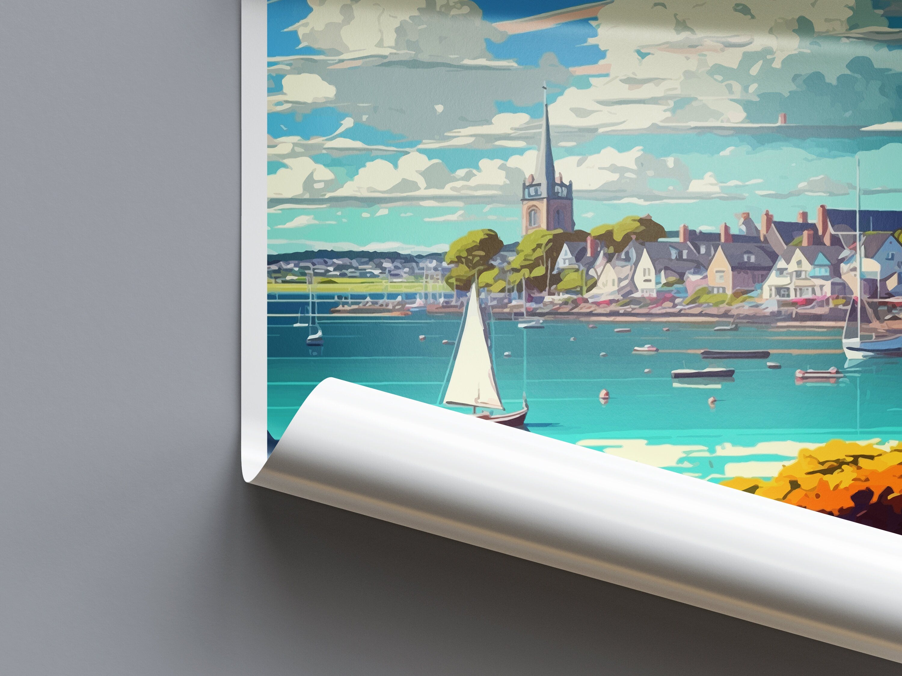 Falmouth Travel Print Wall Art Falmouth Wall Hanging Home Décor Falmouth Gift Art Lovers England Art Lover Gift Falmouth Travel Poster