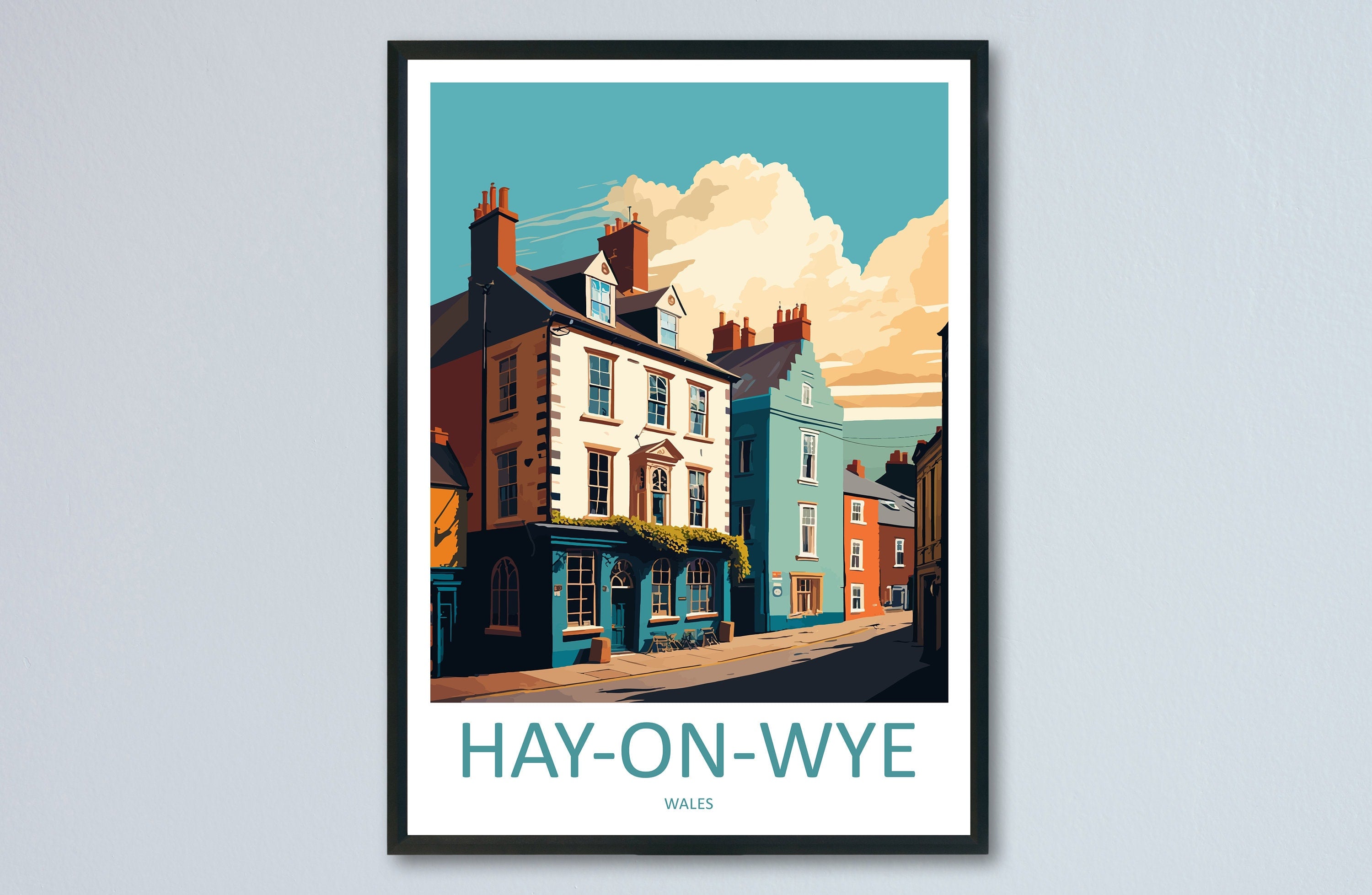 Hay-On-Wye Travel Print Wall Art Hay-On-Wye Wall Hanging Home Décor Hay-On-Wye Gift Art Lovers Welsh Art Lover Gift Hay-On-Wye Travel Gift
