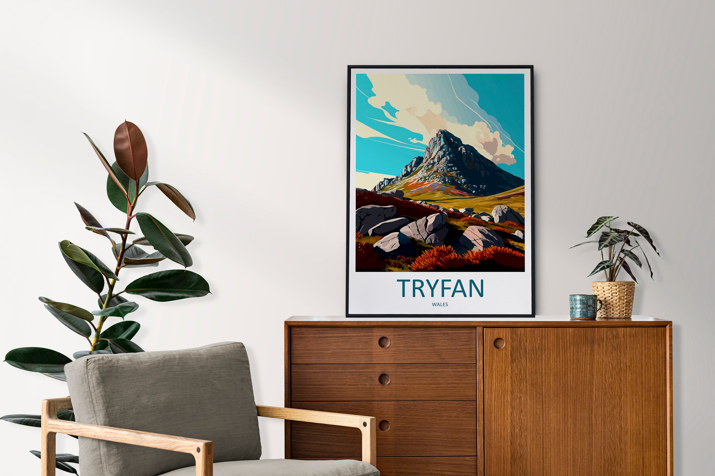 Tryfan Travel Print Wall Art Tryfan Wall Hanging Home Décor Tryfan Gift Art Lovers Welsh Art Lover Gift Tryfan Travel Decor Tryfan Mountain