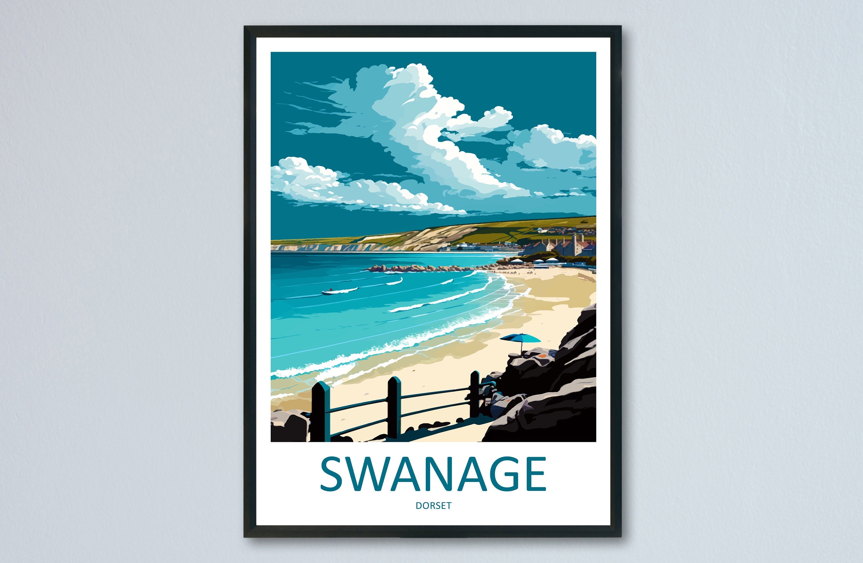 Swanage Travel Print Wall Art Swanage Wall Hanging Home Décor Swanage Gift Art Lovers England Art Lover Gift Swanage Wall Art Poster