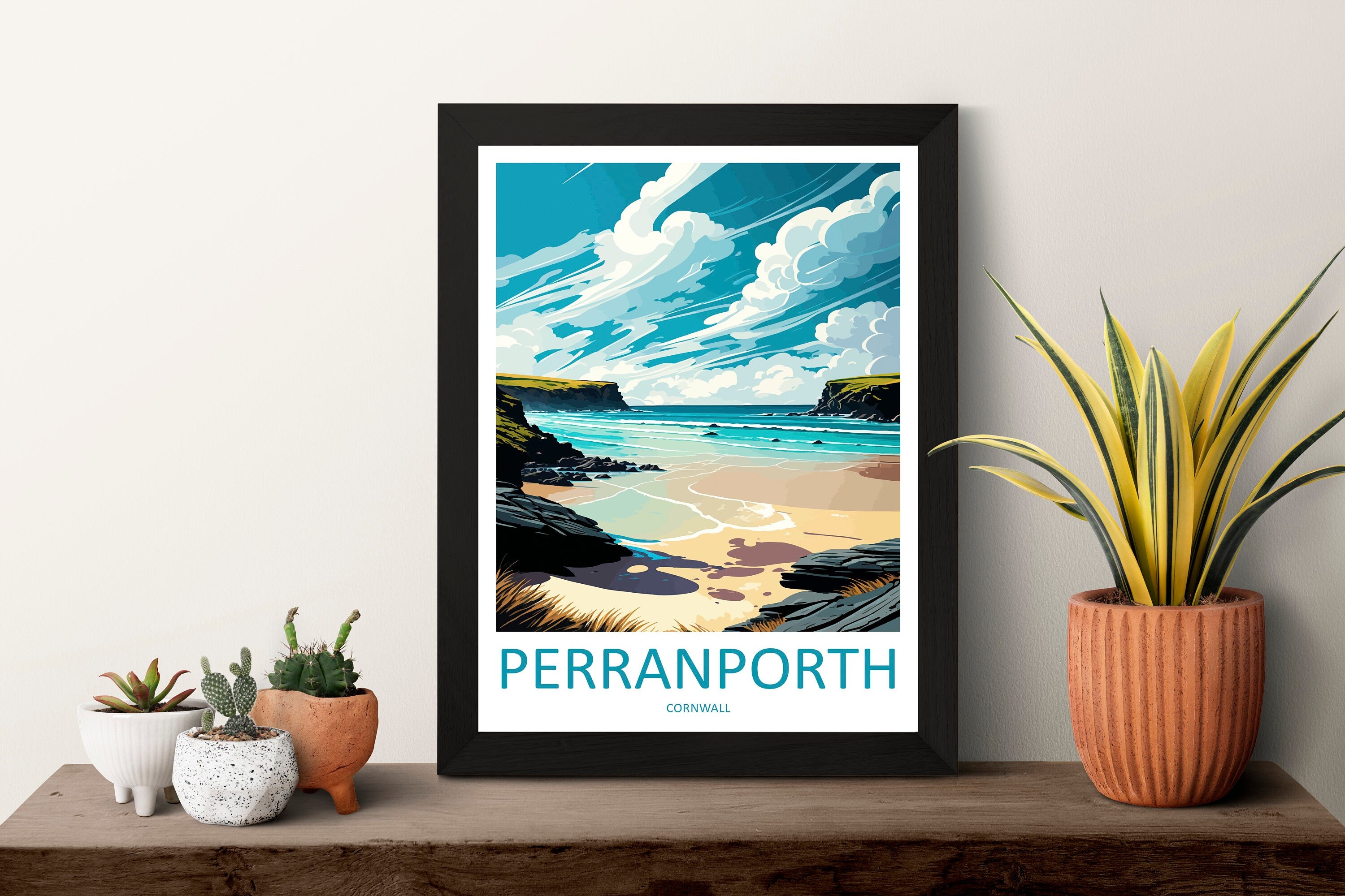 Perranporth Travel Print Wall Art Perranporth Wall Hanging Home Décor Perranporth Gift Art Lovers England Art Lover Gift Perranporth