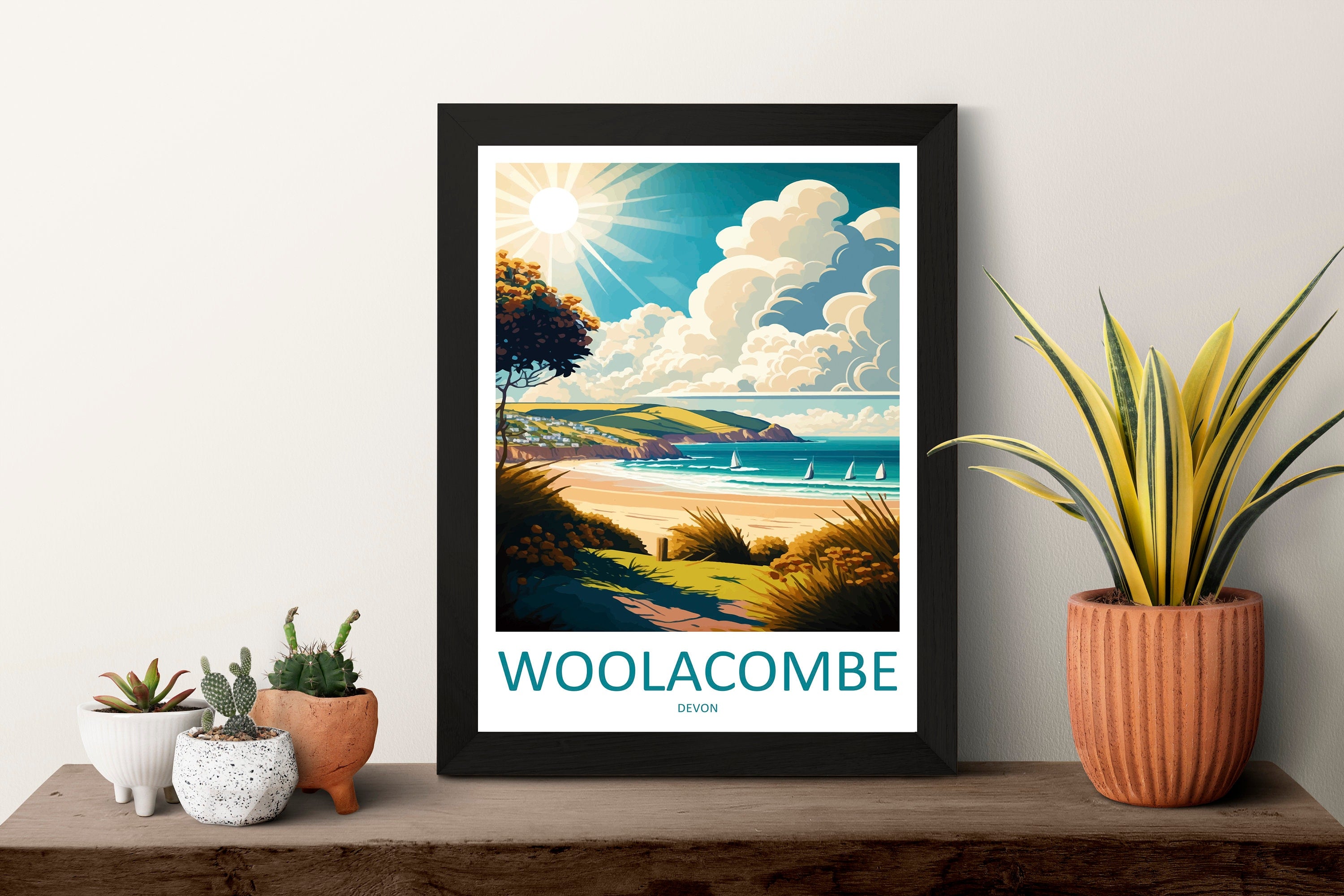 Woolacombe Travel Print Wall Art Woolacombe Wall Hanging Home Décor Woolacombe Gift Art Lovers England Art Lover Gift Woolacombe Art