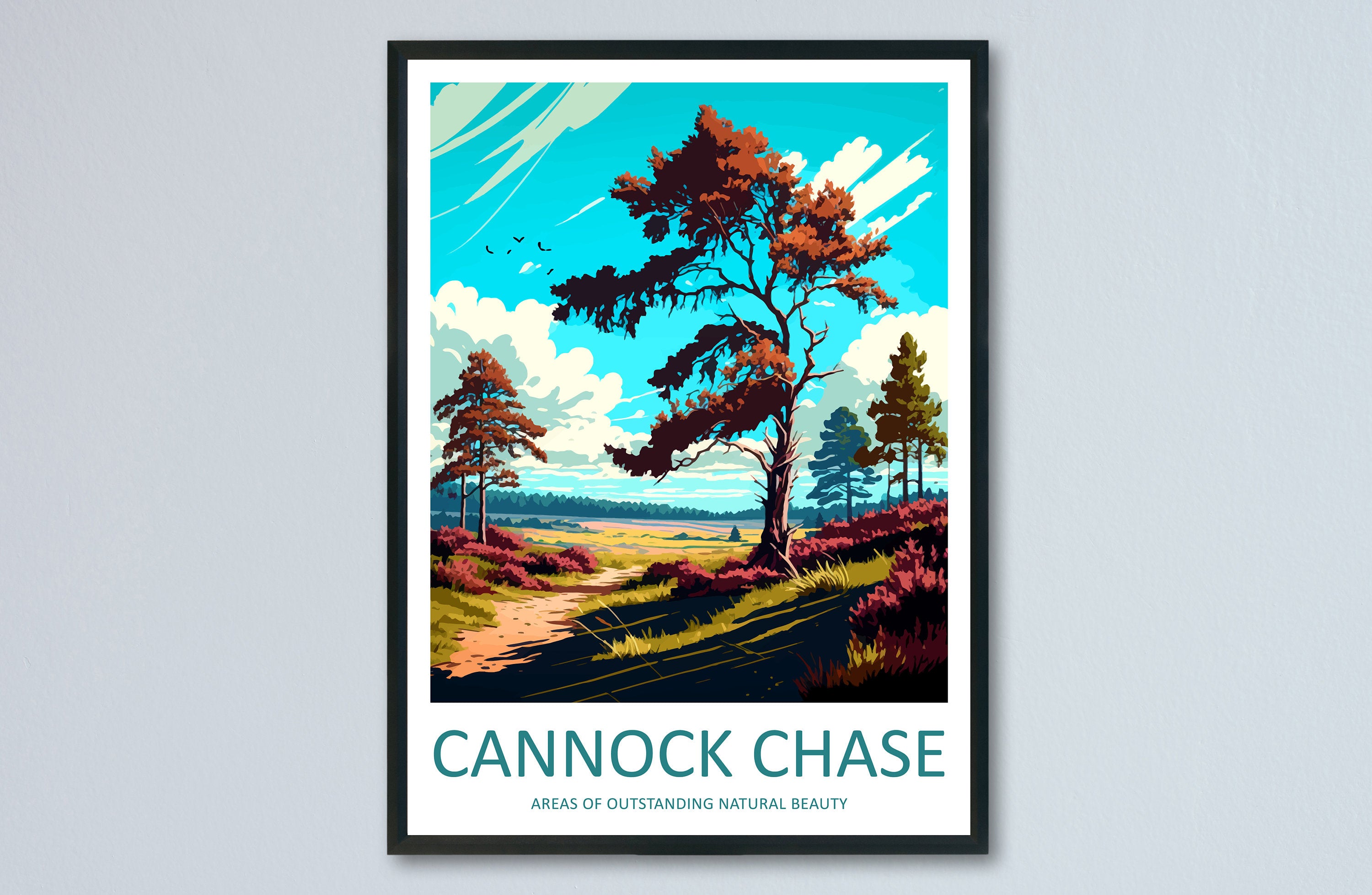 Cannock Chase Travel Print Wall Art Cannock Chase Wall Hanging Home Decoration Cannock Chase Gift Art Lovers Wall Art
