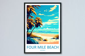 Four Mile Beach Travel Print Wall Art Four Mile Beach Wall Hanging Home Décor Four Mile Beach Gift Art Lovers Wall Art Australia Travel Art