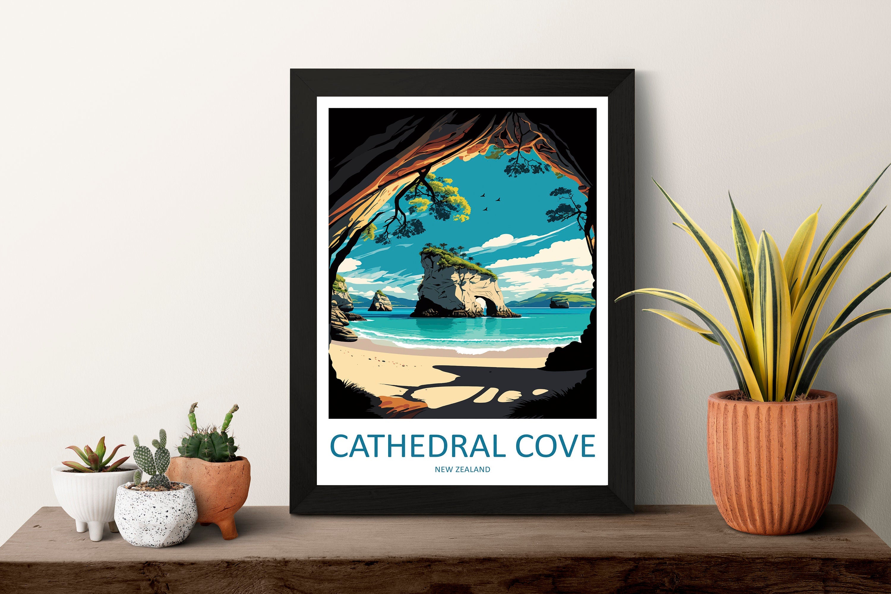 Cathedral Cove Travel Print Wall Art Cathedral Cove Wall Hanging Home Décor Cathedral Cove Gift Art Lovers New Zealand Art Lover Gift Print