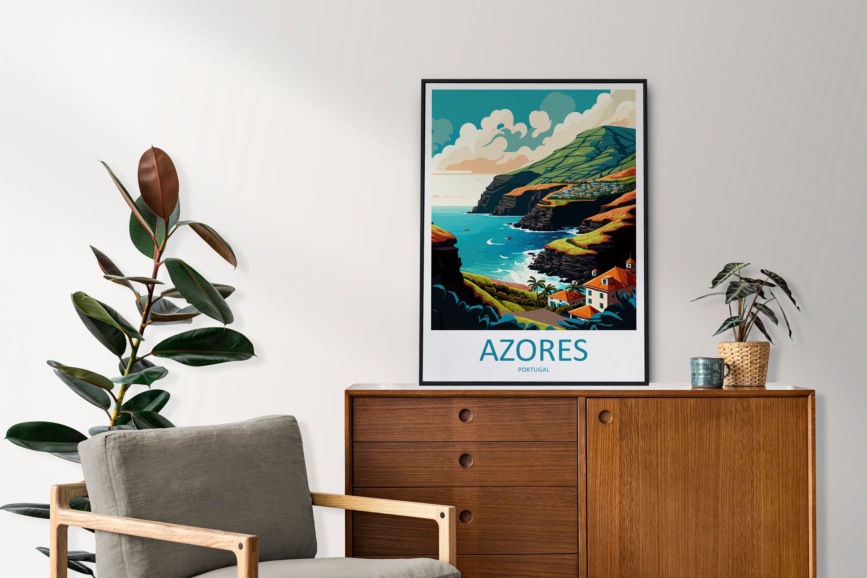 Azores Travel Print Wall Art Azores Wall Hanging Home Décor Azores Gift Art Lovers Portugal Art Lover Gift Azores Wall Décor Print