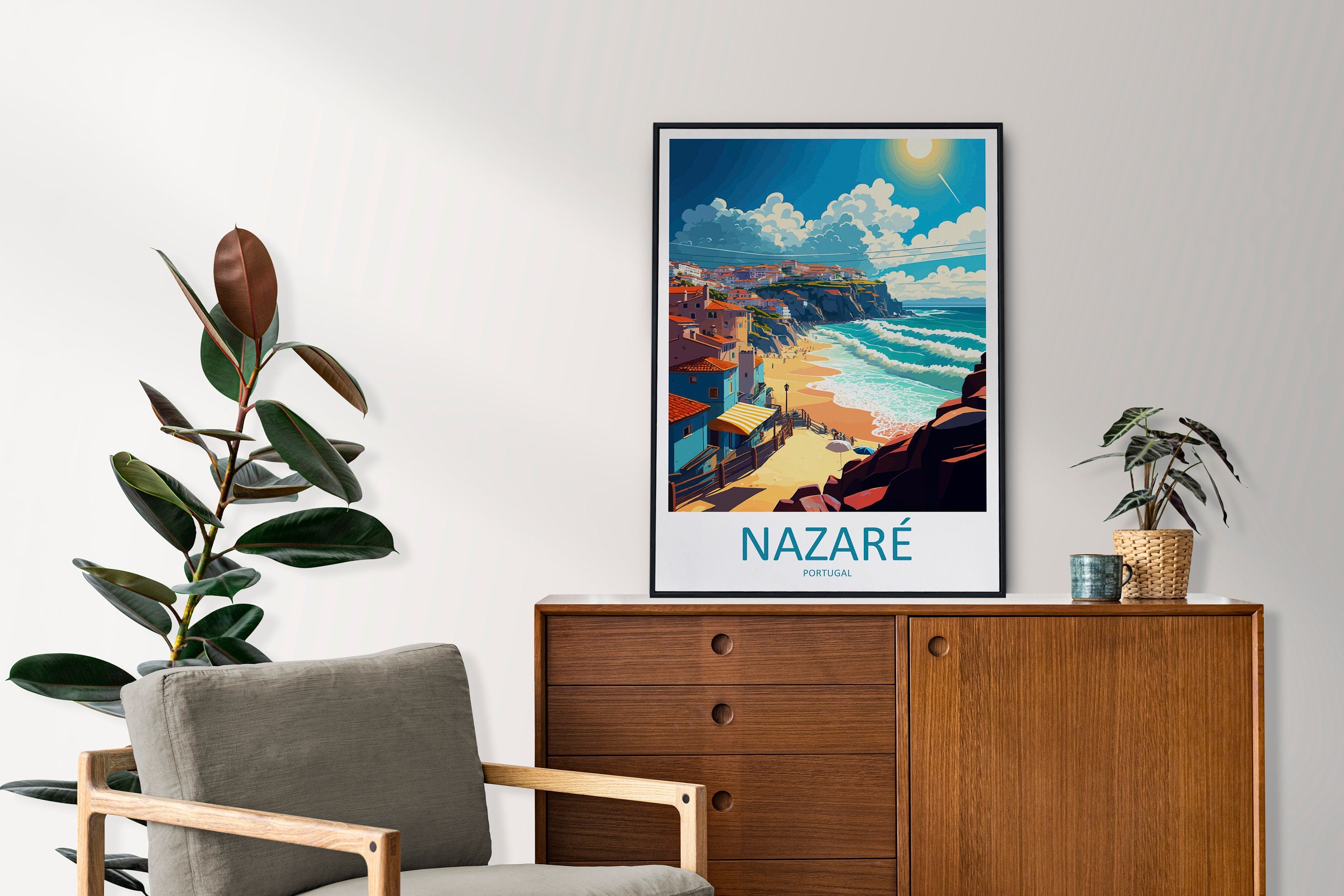 Nazaré Travel Print Wall Art Nazaré Wall Hanging Home Décor Nazaré Gift Art Lovers Portugal Art Lover Gift Nazaré Wall Décor