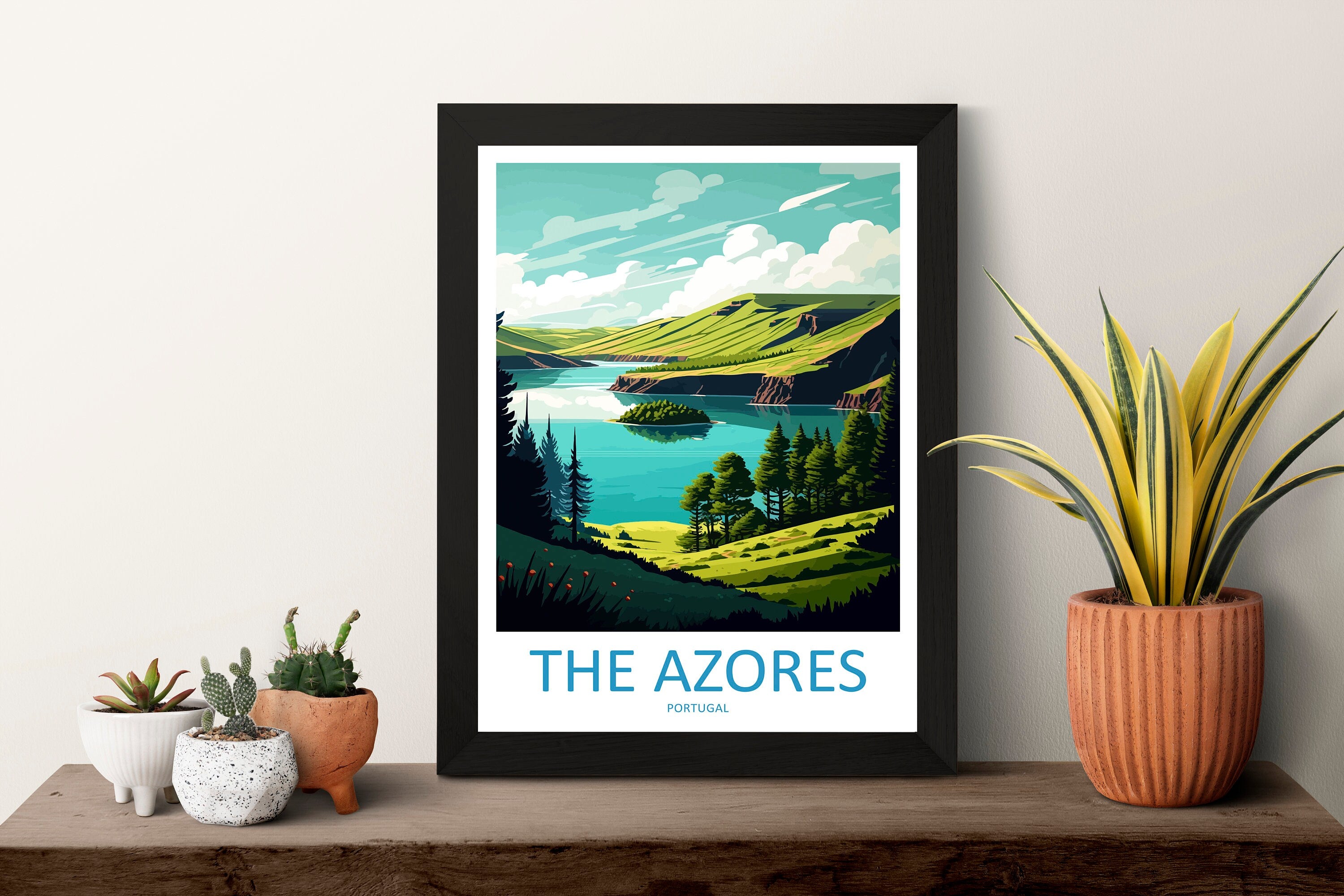 The Azores Travel Print Wall Art The Azores Wall Hanging Home Décor The Azores Gift Art Lovers Portugal Art Lover Gift The Azores Wall Décor