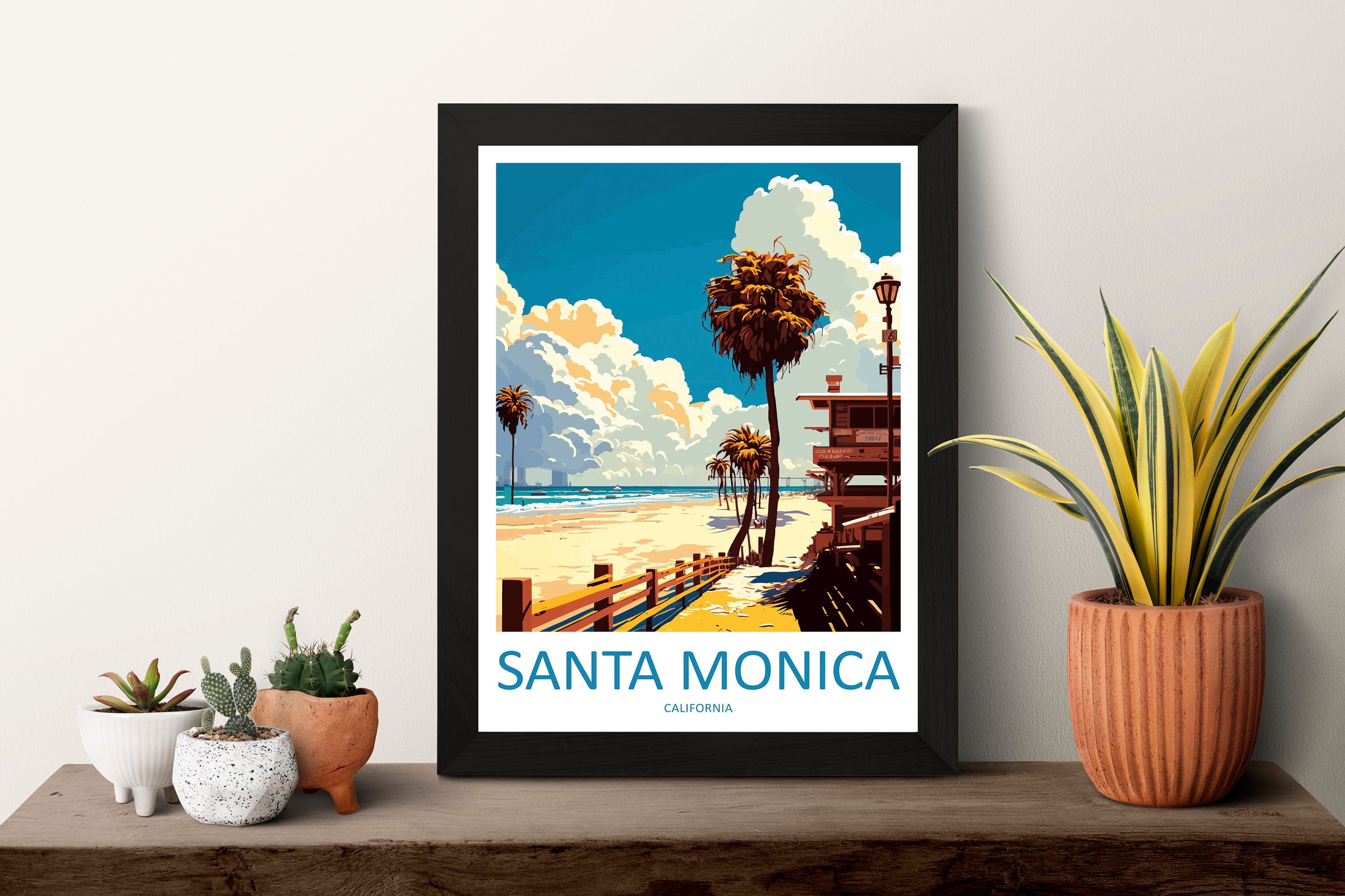 Santa Monica Travel Print Wall Art Santa Monica Wall Hanging Home Décor Santa Monica Gift Art Lovers California Art Lover Gift Santa Monica