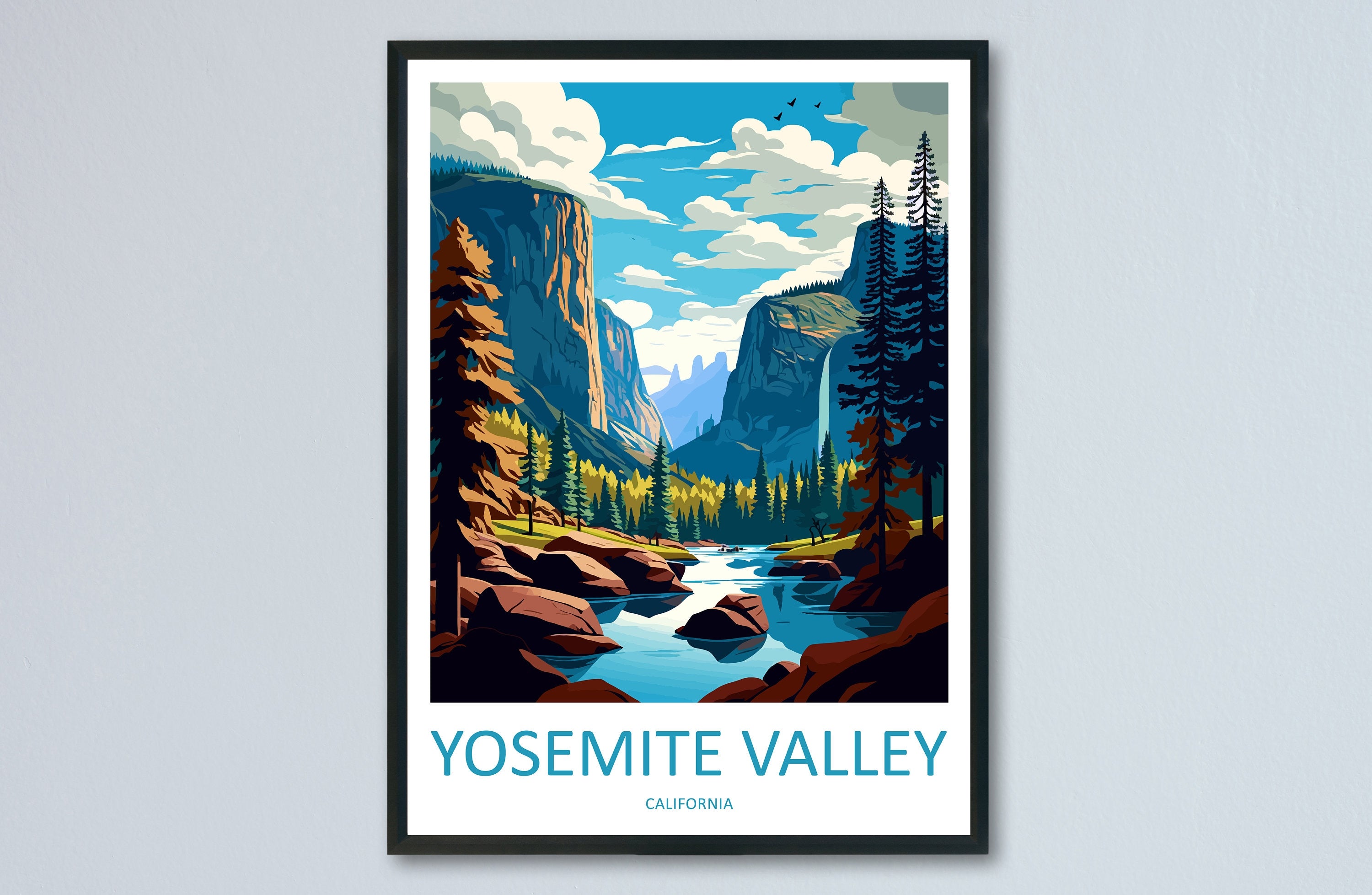 Yosemite Valley National Park Travel Print Wall Art Yosemite Valley Wall Hanging Home Décor Yosemite Valley Gift Art Lovers California Art