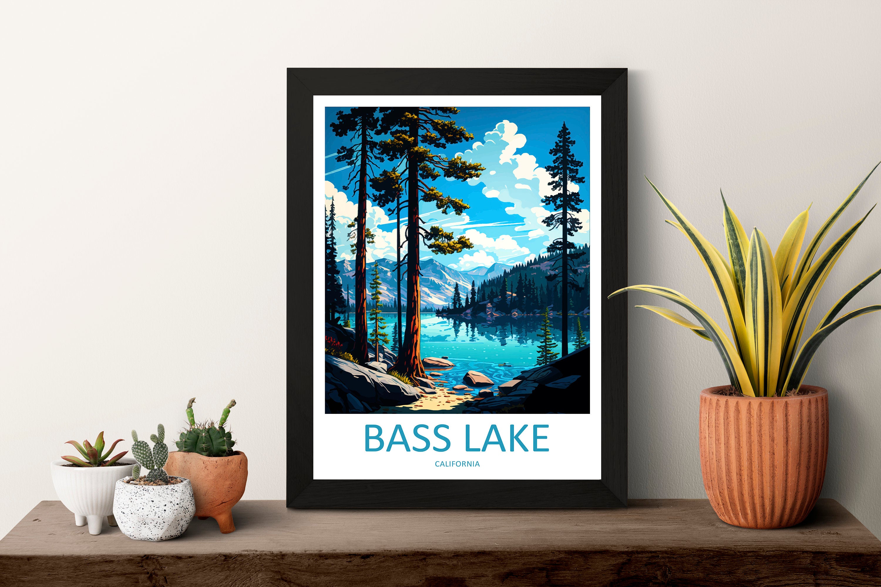 Bass Lake Travel Print Wall Art Bass Lake Wall Hanging Home Décor Bass Lake Gift Art Lovers California Art Lover Gift Bass Lake Art