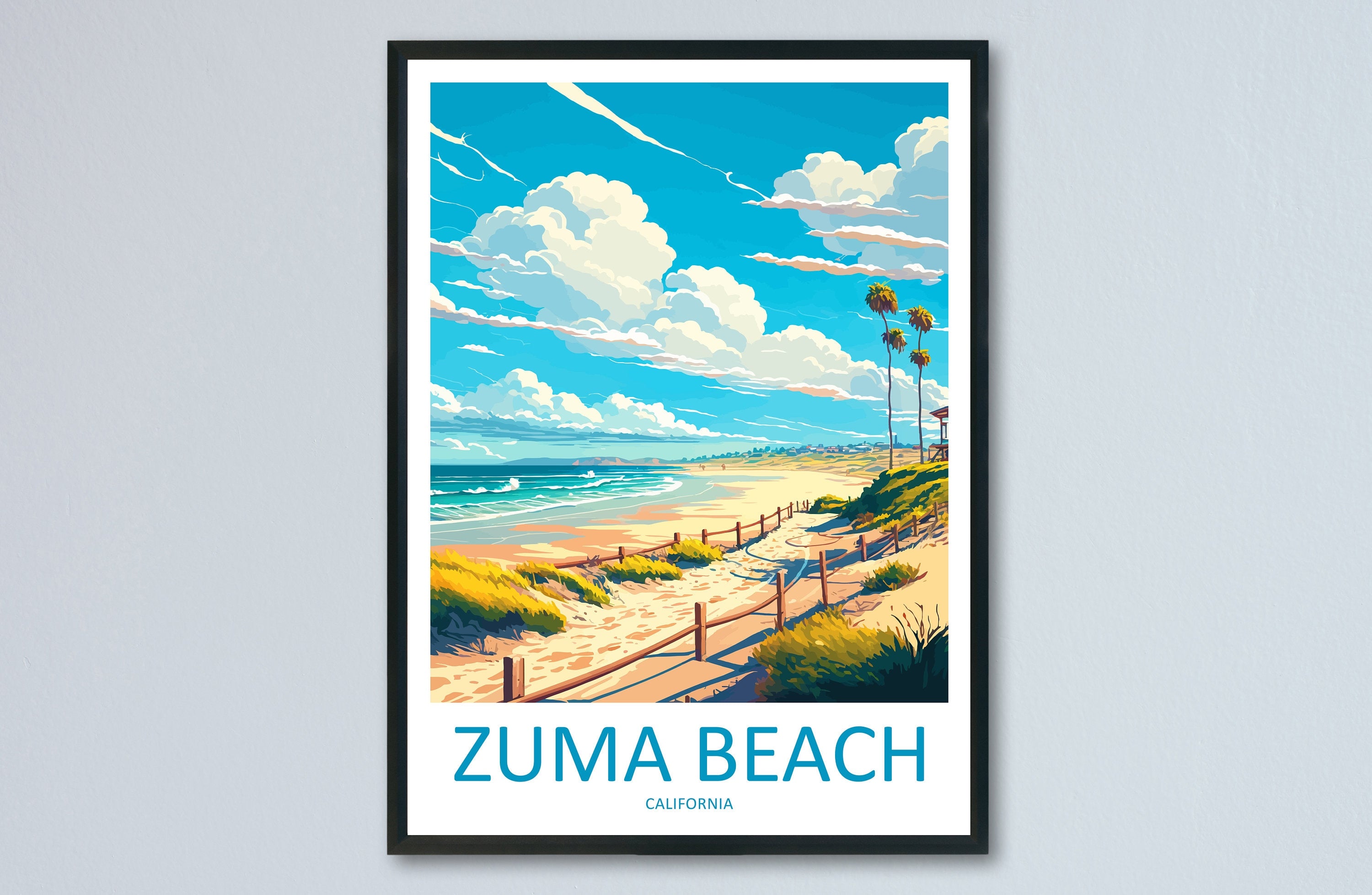 Zuma Beach Travel Print Wall Art Zuma Beach Wall Hanging Home Décor Zuma Beach Gift Art Lovers California Art Lover Gift Zuma Beach