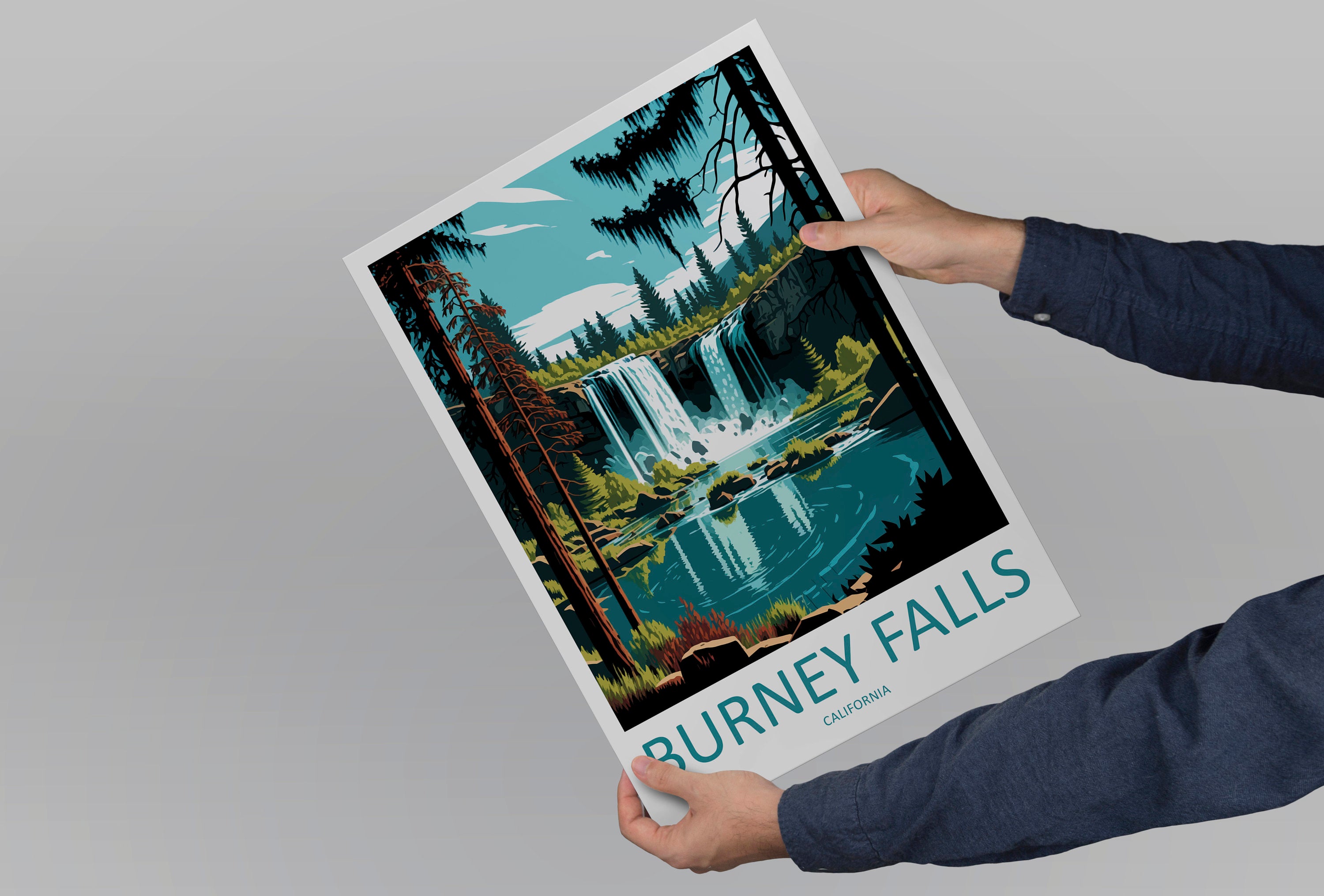 Burney Falls Travel Print Wall Art Burney Falls Wall Hanging Home Décor Burney Falls Gift Art Lovers California Art Lover Gift Poster