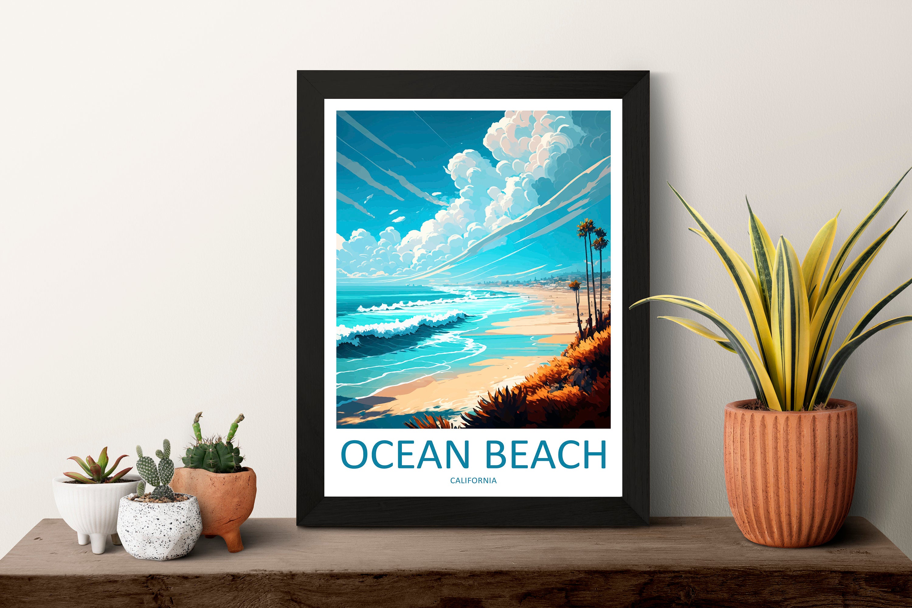 Ocean Beach Travel Print Wall Art Ocean Beach Wall Hanging Home Décor Ocean Beach Gift Art Lovers California Art Poster Ocean Beach Art