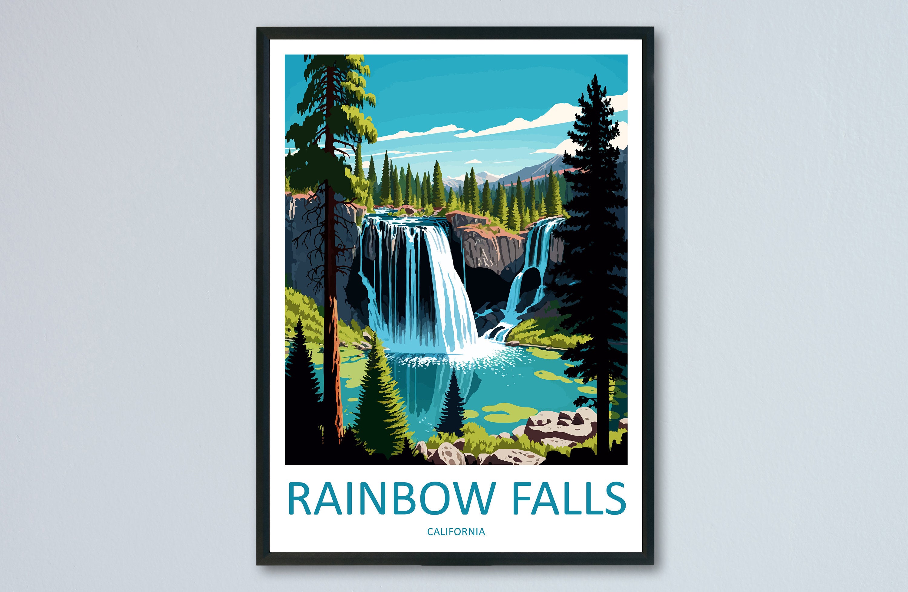 Rainbow Falls Travel Print Wall Art Rainbow Falls Wall Hanging Home Décor Rainbow Falls Gift Art Lovers California Art Poster Rainbow Falls