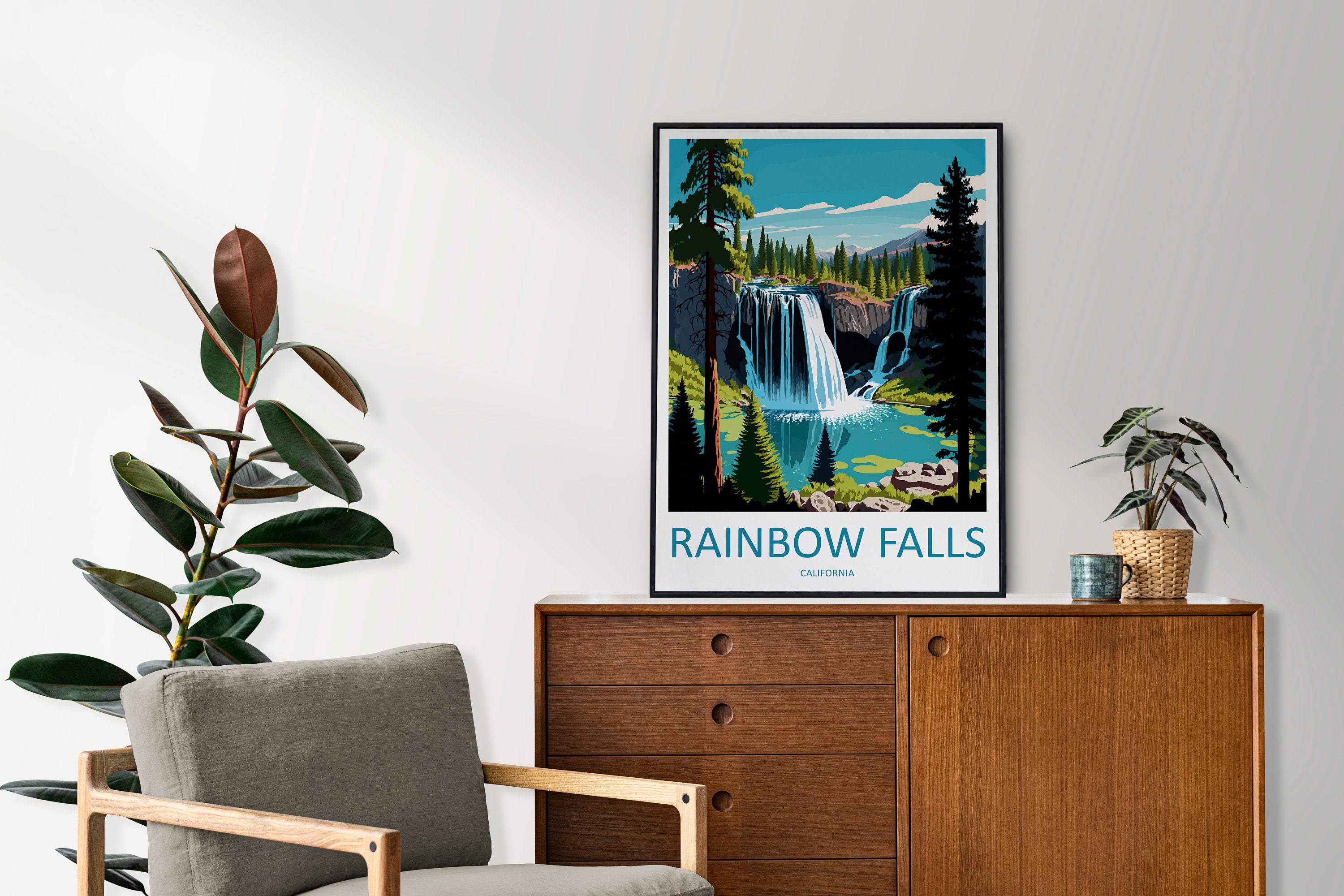 Rainbow Falls Travel Print Wall Art Rainbow Falls Wall Hanging Home Décor Rainbow Falls Gift Art Lovers California Art Poster Rainbow Falls