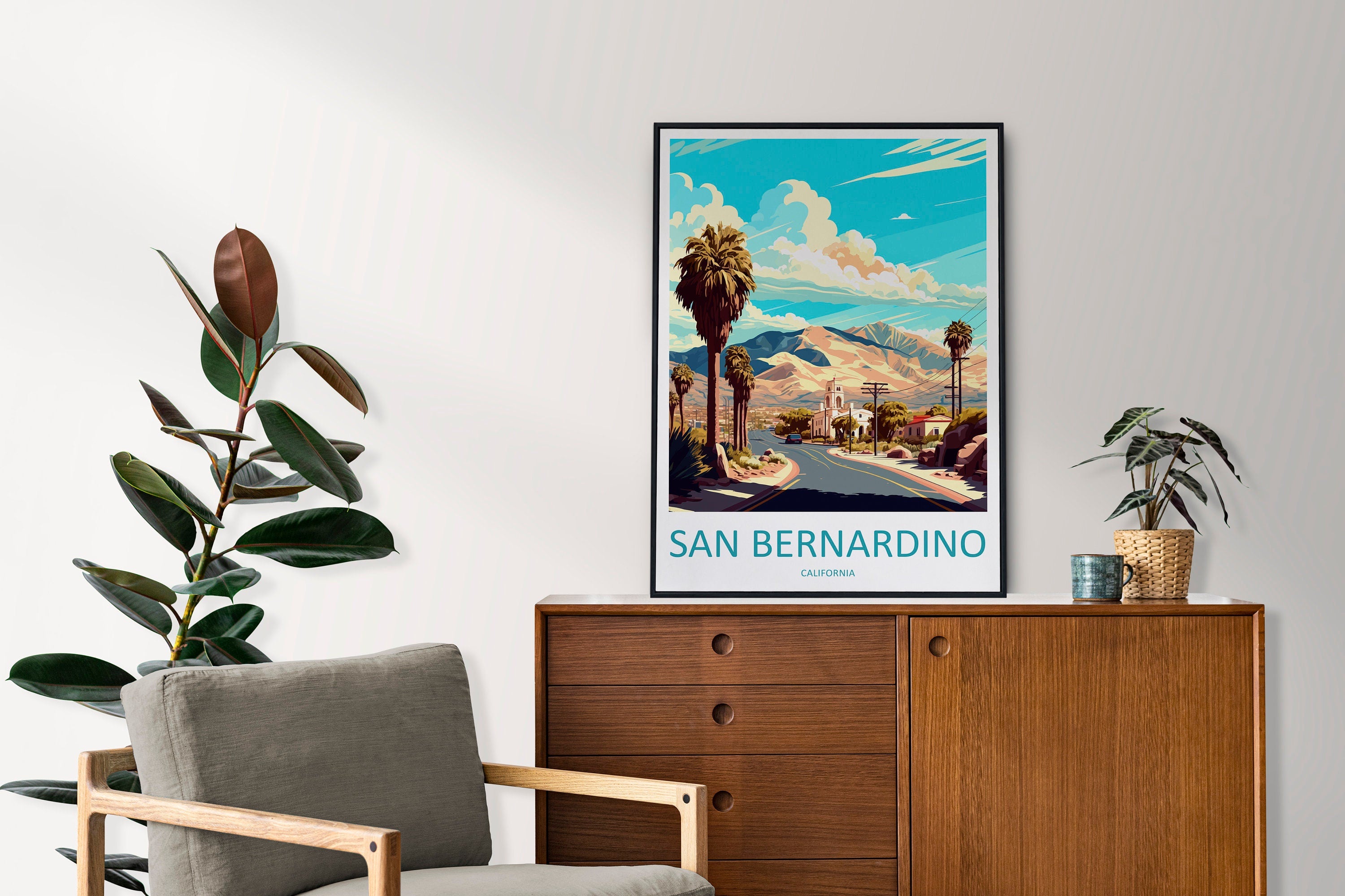 San Bernardino Travel Print Wall Art San Bernardino Wall Hanging Home Décor San Bernardino Gift Art Lovers California Art Lover Gift