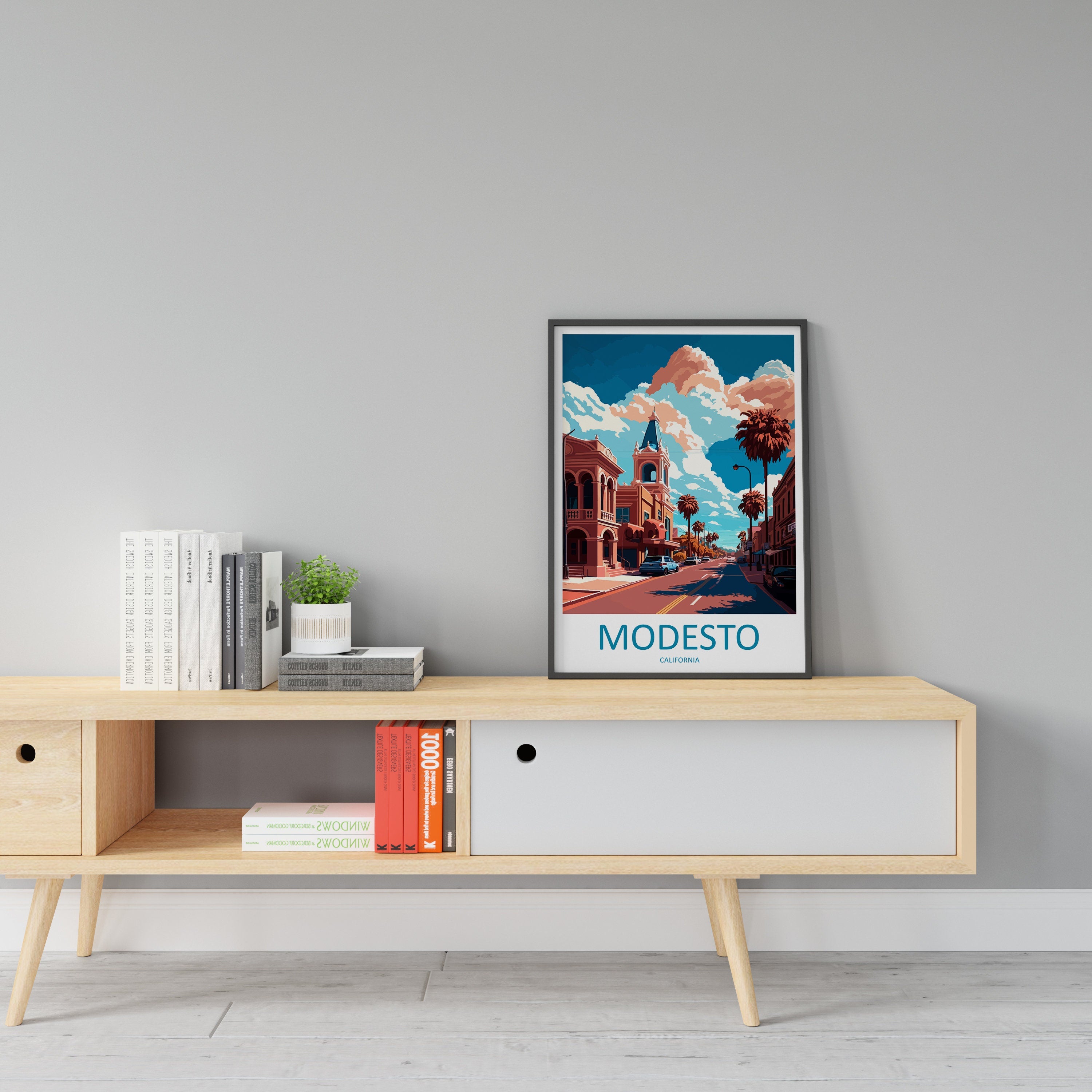 Modesto Travel Print Wall Art Modesto Wall Hanging Home Décor Modesto Gift Art Lovers California Art Lover Gift California Art