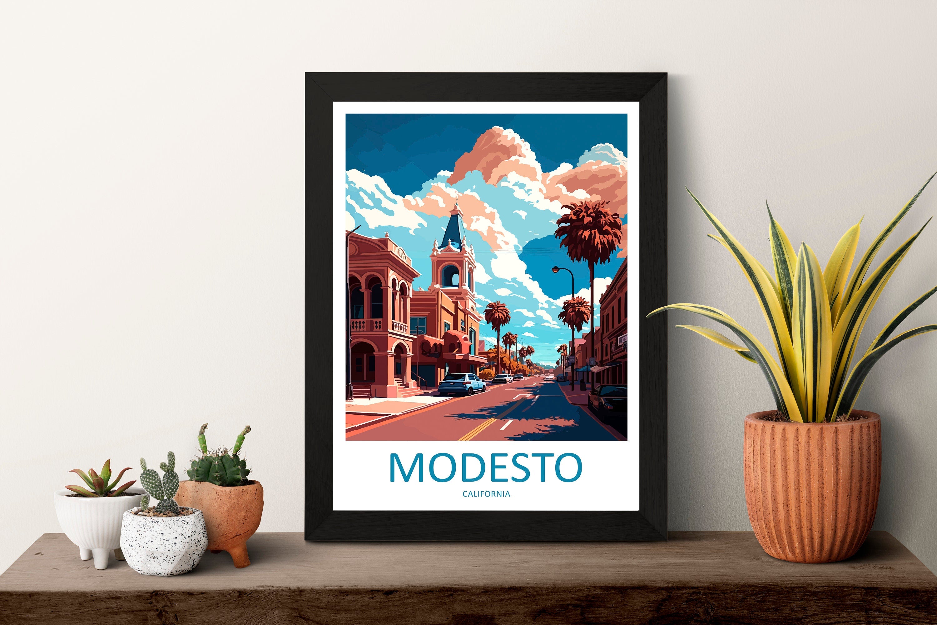 Modesto Travel Print Wall Art Modesto Wall Hanging Home Décor Modesto Gift Art Lovers California Art Lover Gift California Art