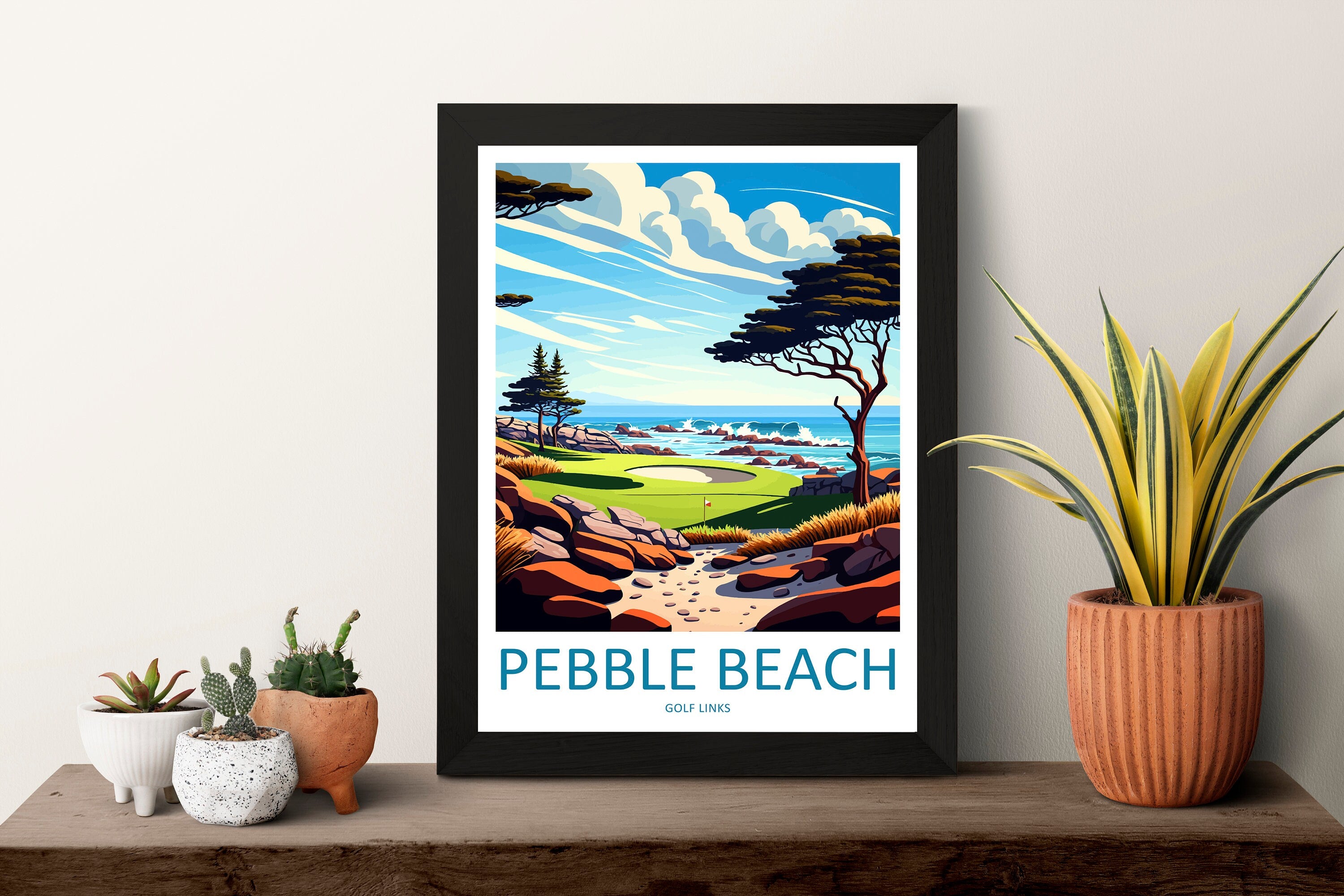 Pebble Beach Golf Links Travel Print Wall Art Pebble Beach Golf Links Wall Hanging Home Décor Pebble Beach Golf Links Gift Art Lovers